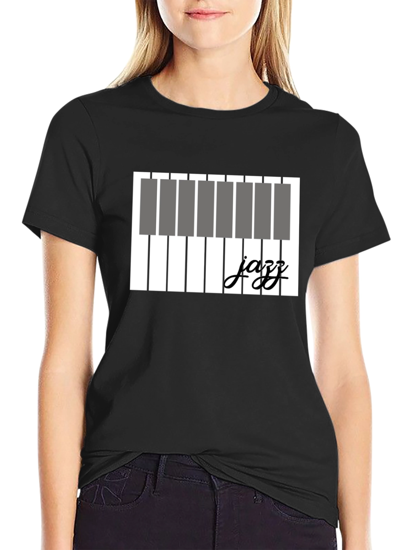 Jazz Piano Keys Graphic T-Shirt - Black