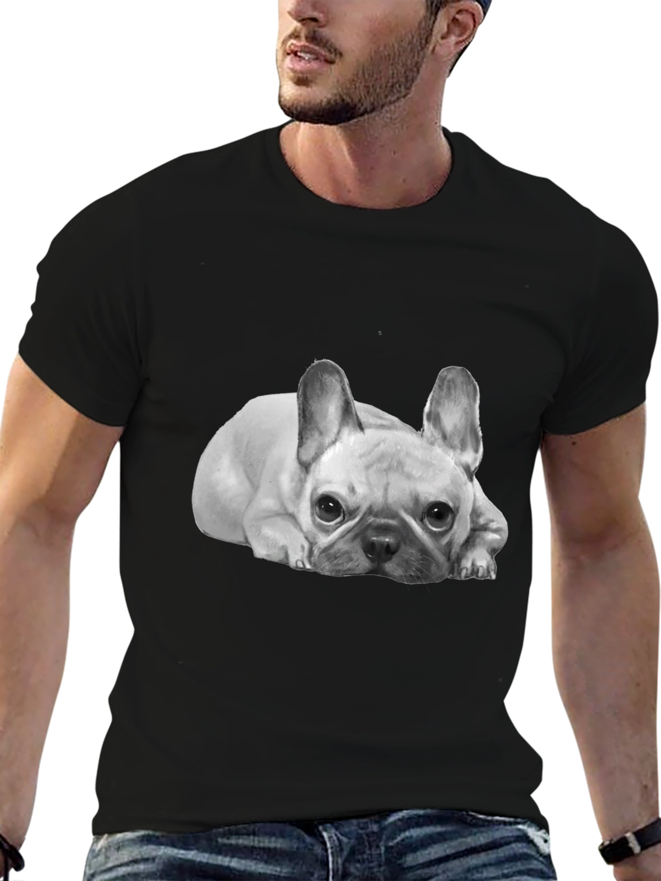 French Bulldog Graphic Tee -  Unisex Black T-Shirt