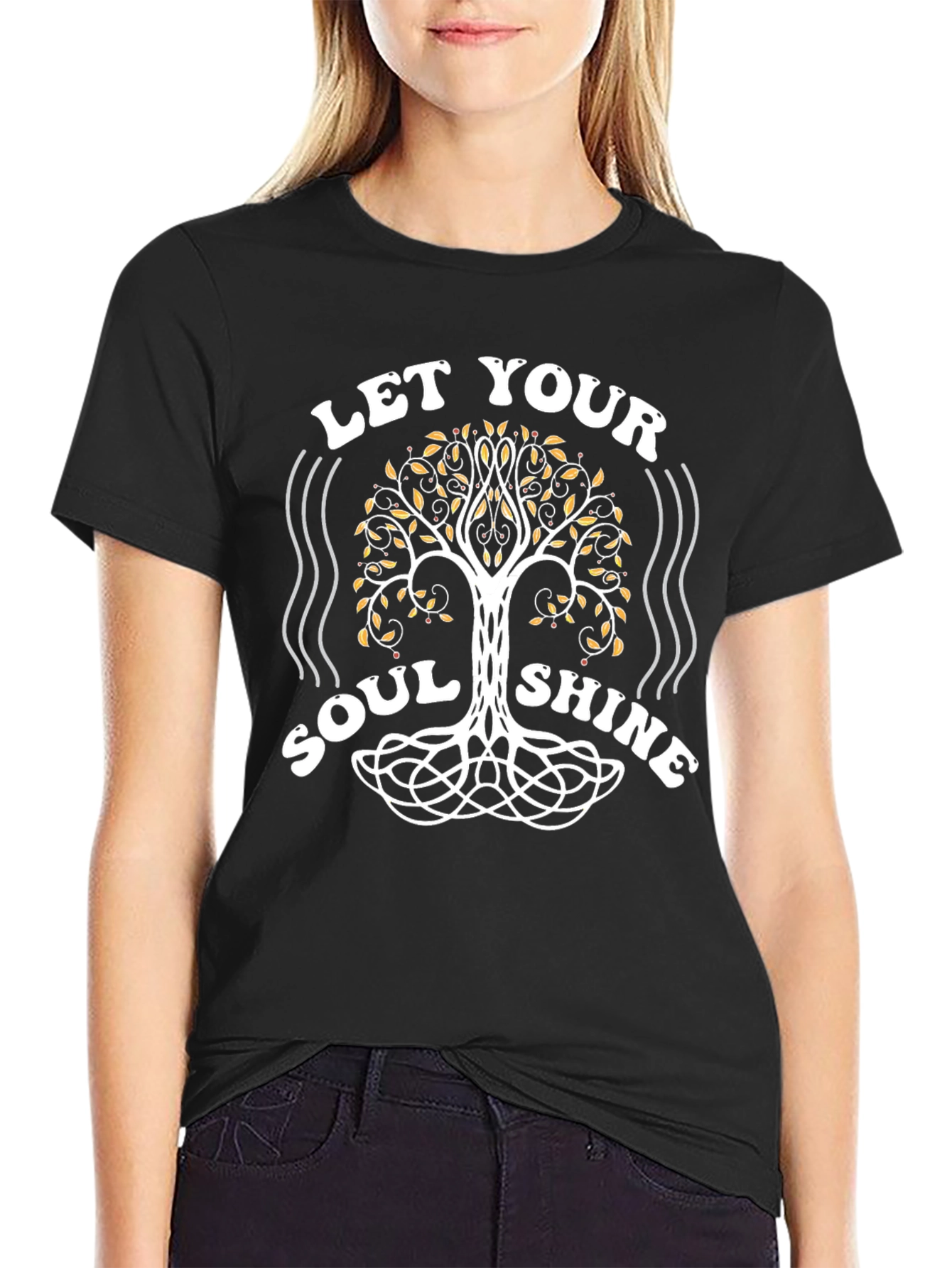 Let Your Soul Shine Tree Graphic Black Tee