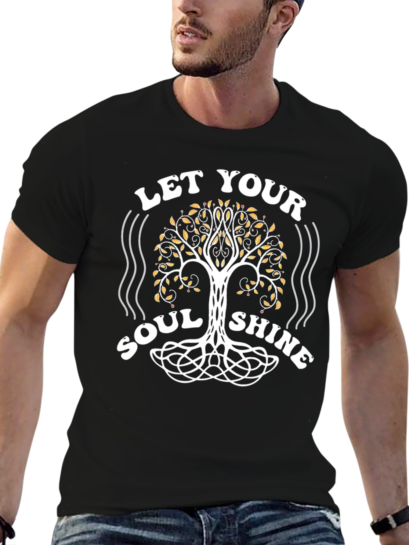 Let Your Soul Shine Tree Graphic Black Tee