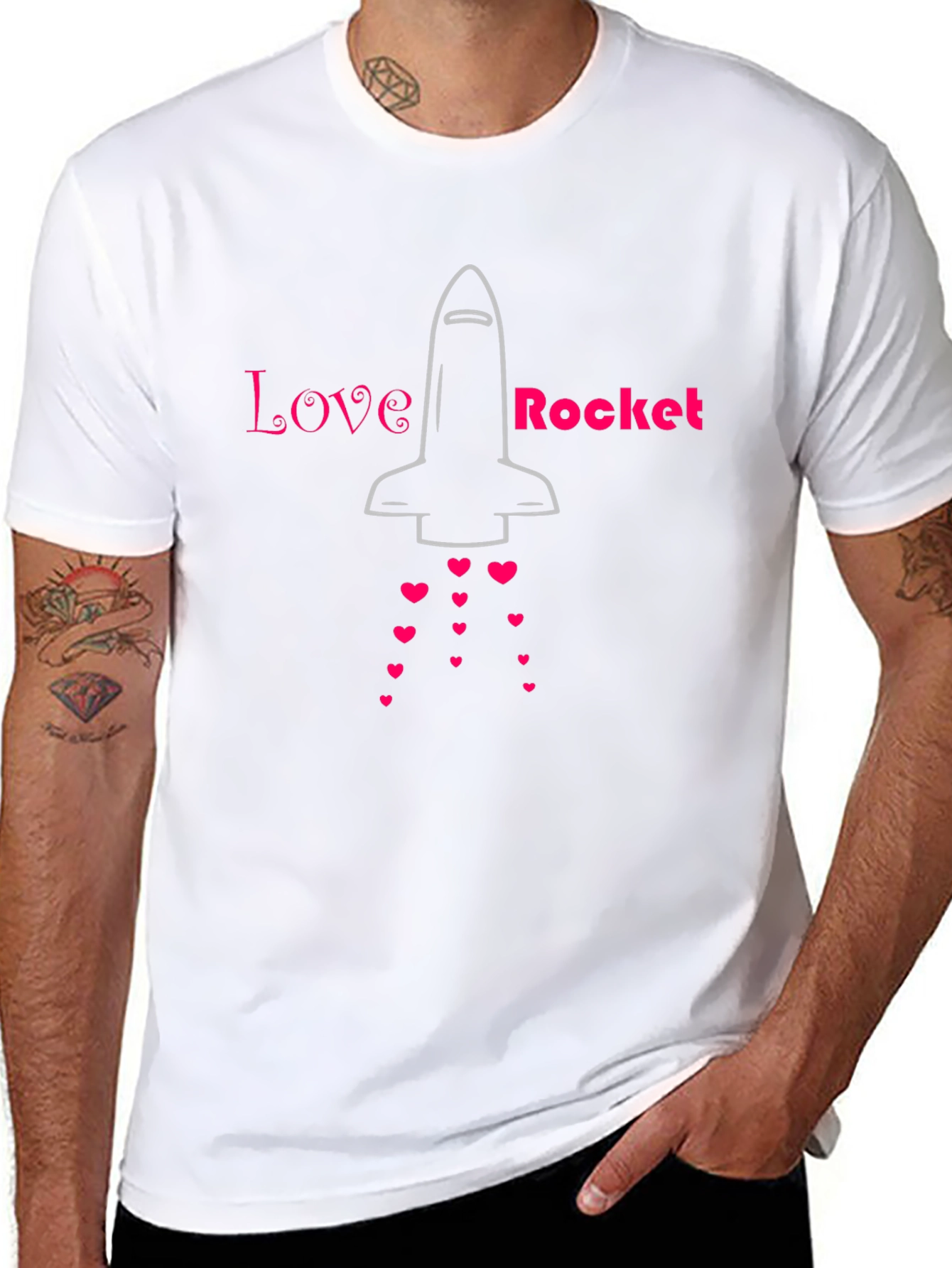 Love Rocket Graphic Tee - Black Cotton Blend