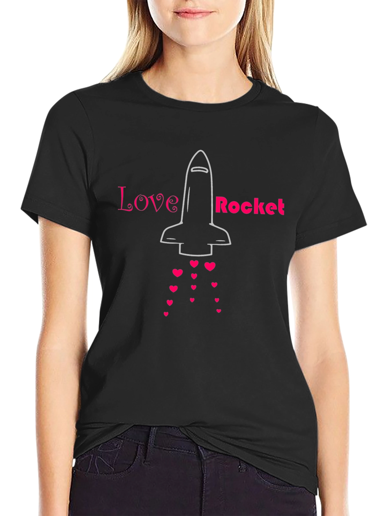 Love Rocket Graphic Tee - Black Cotton Blend