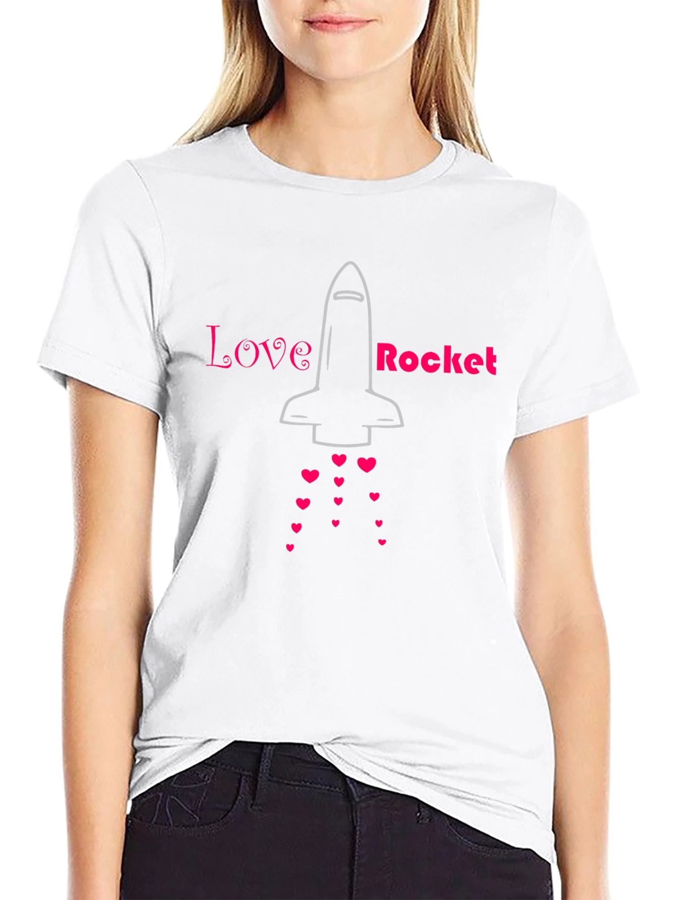 Love Rocket Graphic Tee - Black Cotton Blend