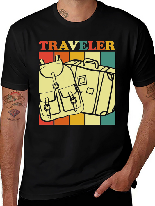 Retro Traveler T-Shirt - Vintage Suitcase & Backpack Design