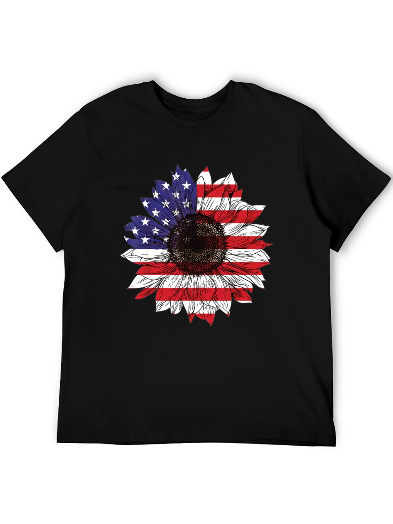 USA Flag Sunflower T-Shirt Patriotic Floral Tee