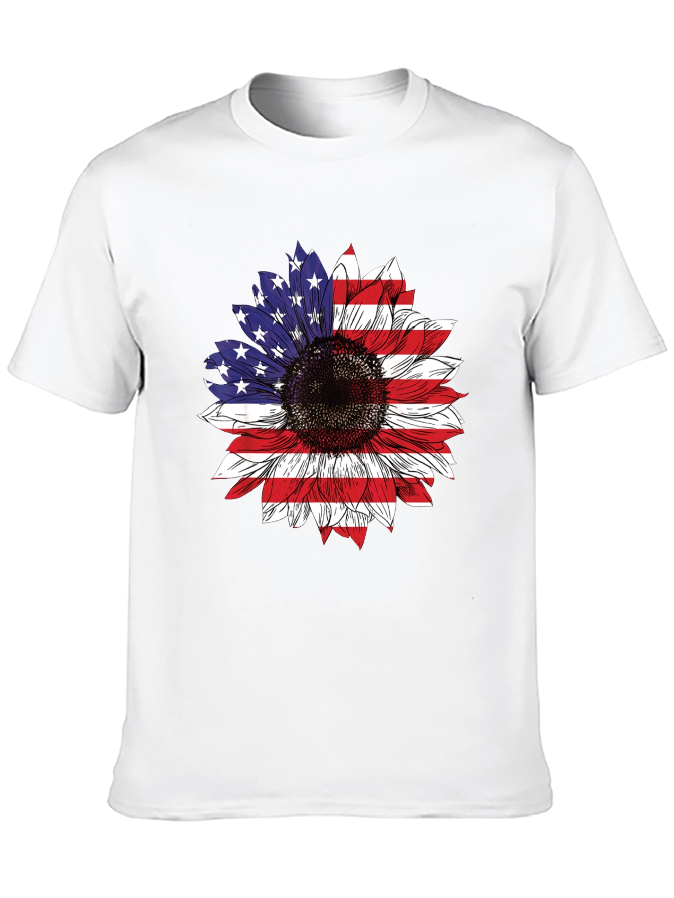 USA Flag Sunflower T-Shirt Patriotic Floral Tee