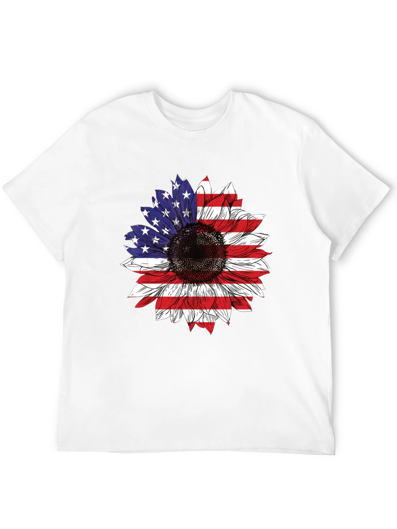 USA Flag Sunflower T-Shirt Patriotic Floral Tee