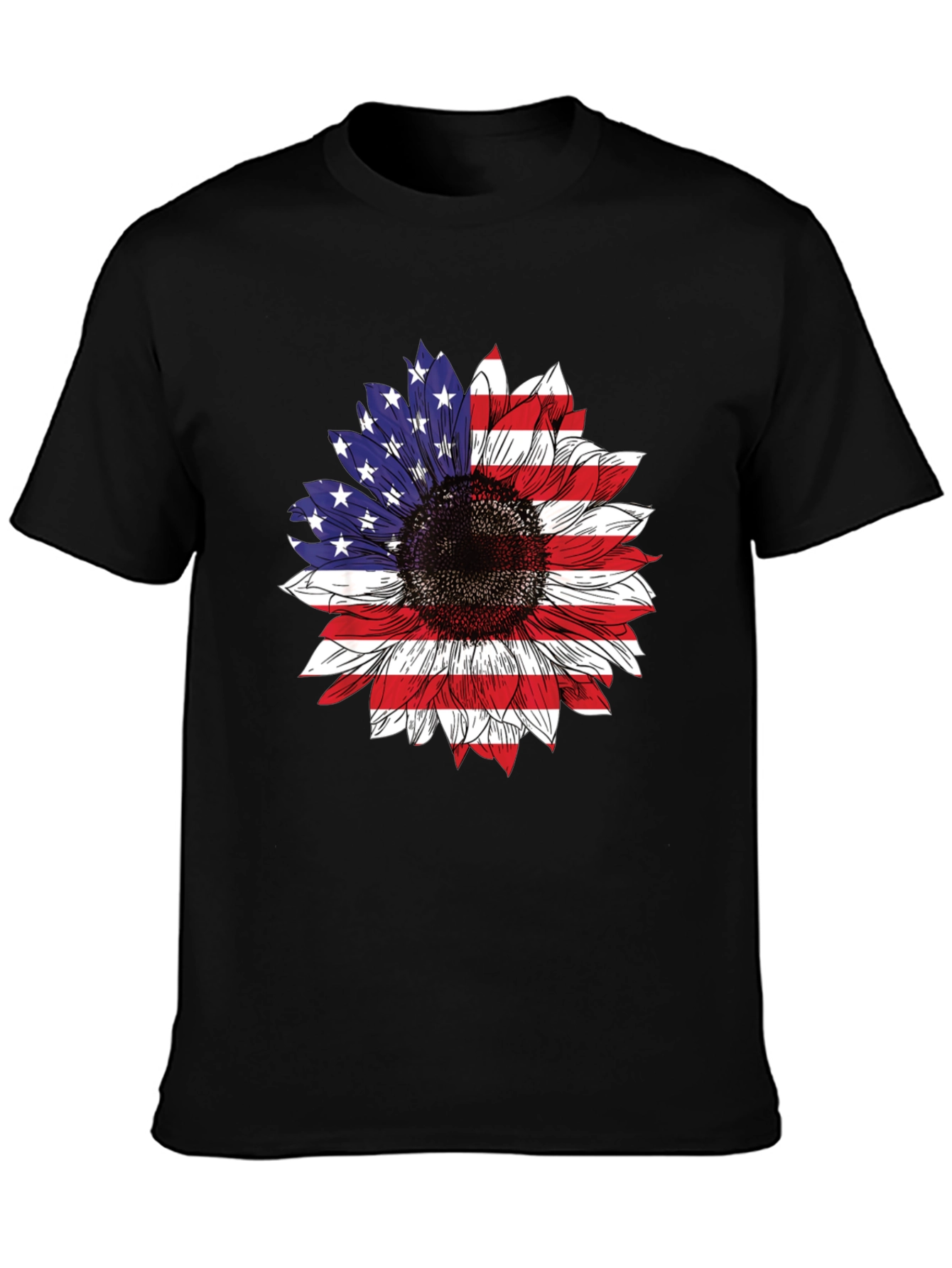 USA Flag Sunflower T-Shirt Patriotic Floral Tee