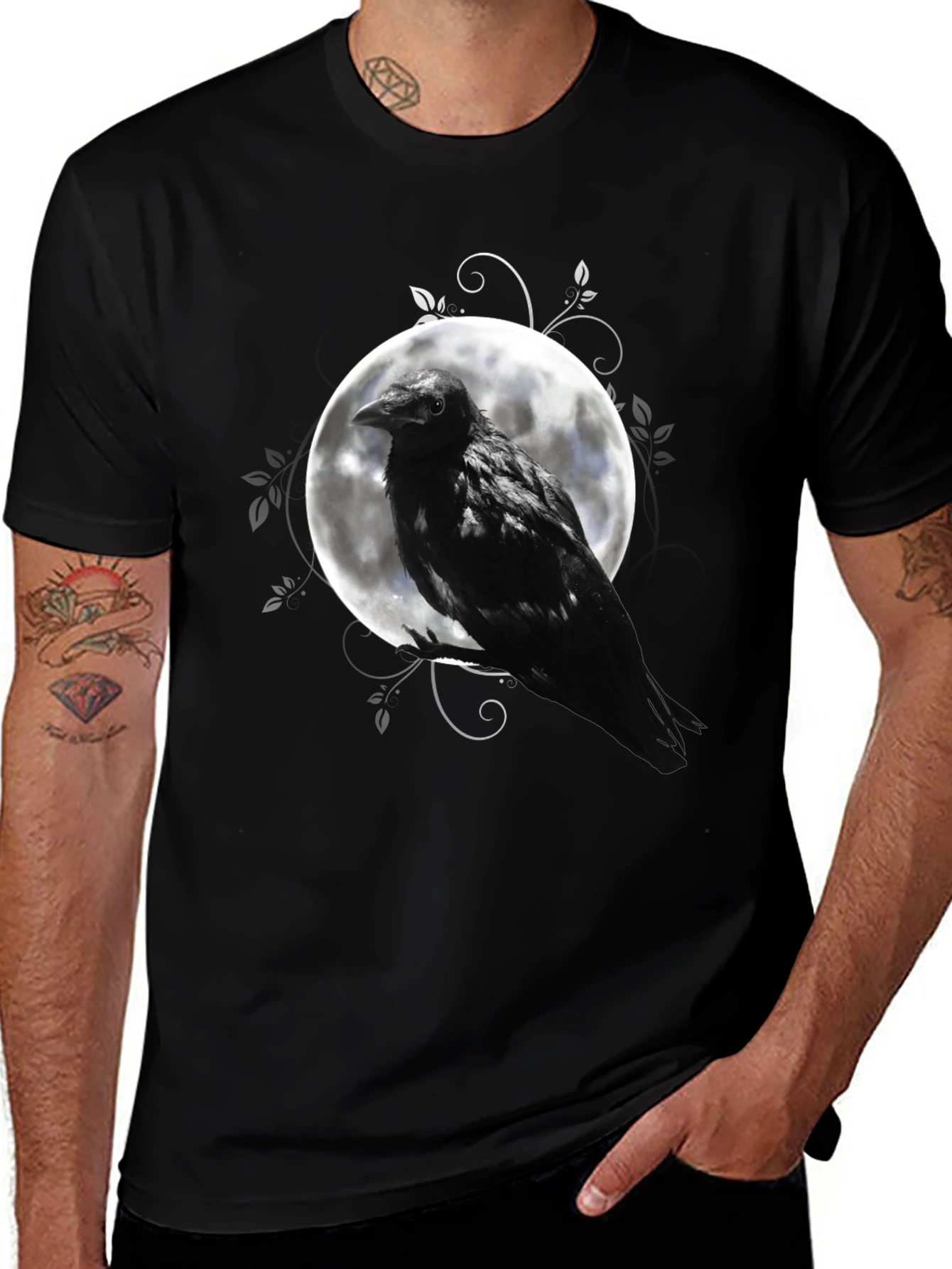 Raven Moon Graphic Tee - Mens Black T-Shirt