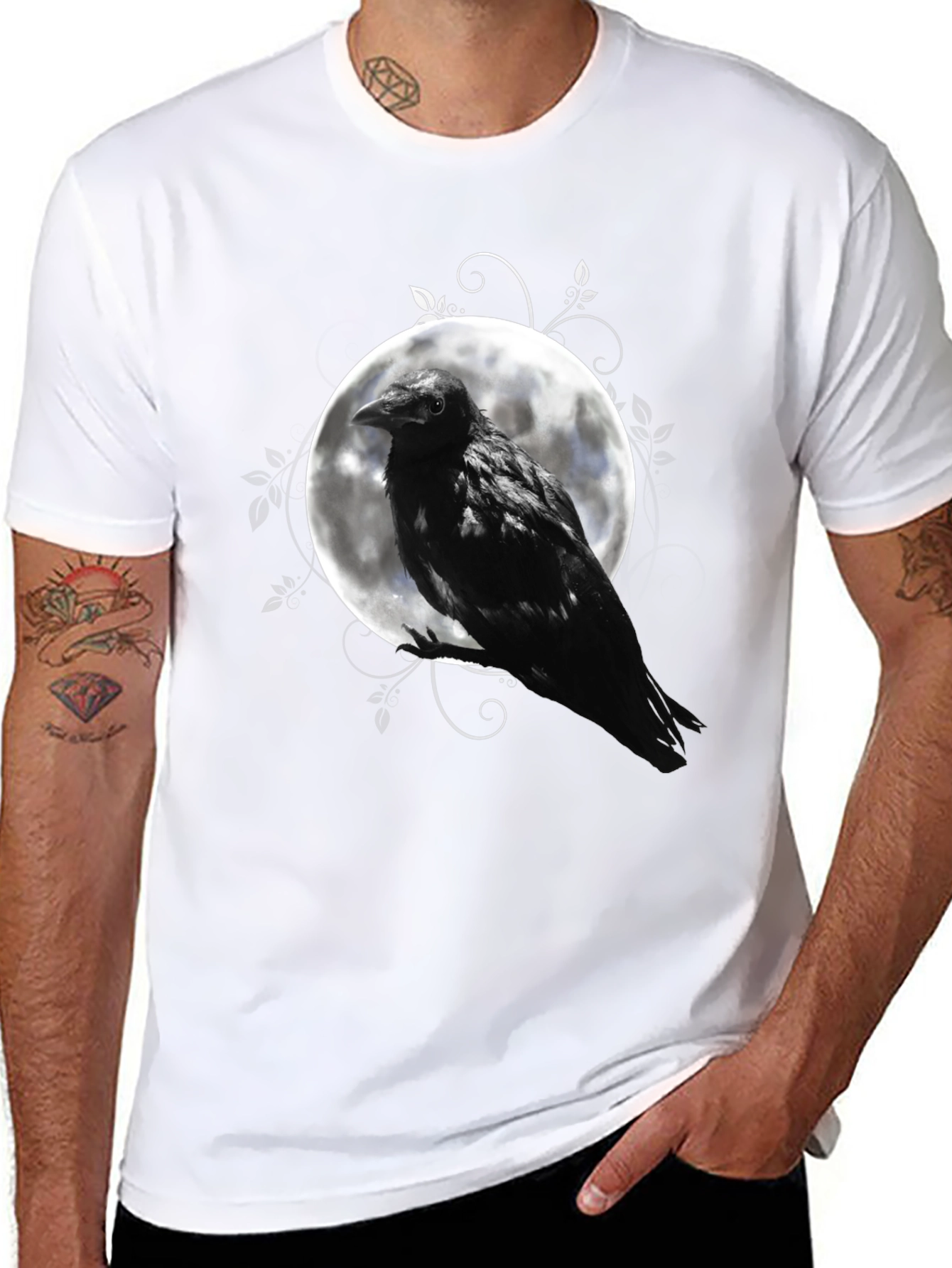 Raven Moon Graphic Tee - Mens Black T-Shirt