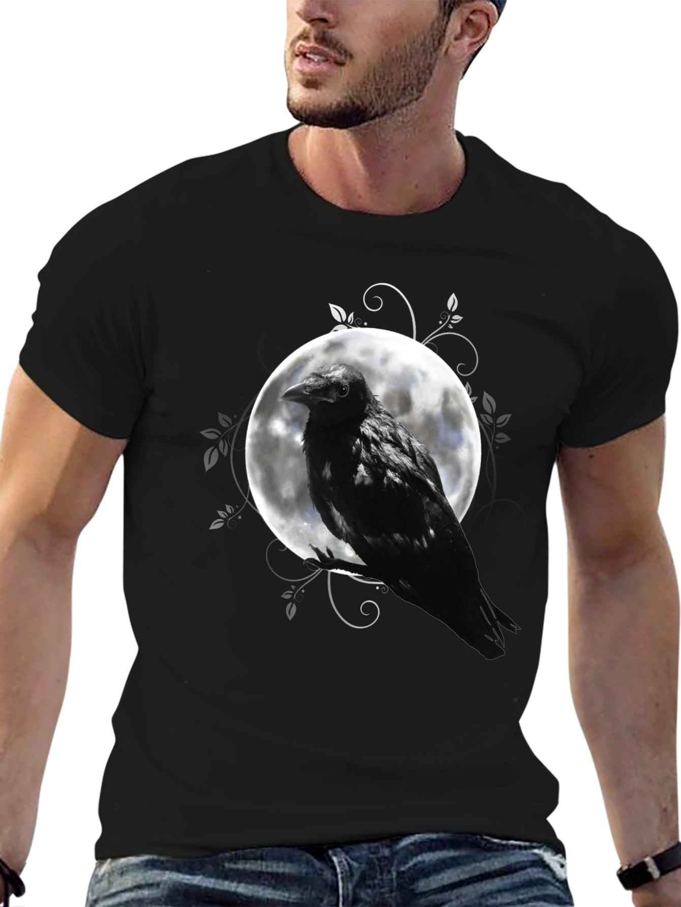 Raven Moon Graphic Tee - Mens Black T-Shirt