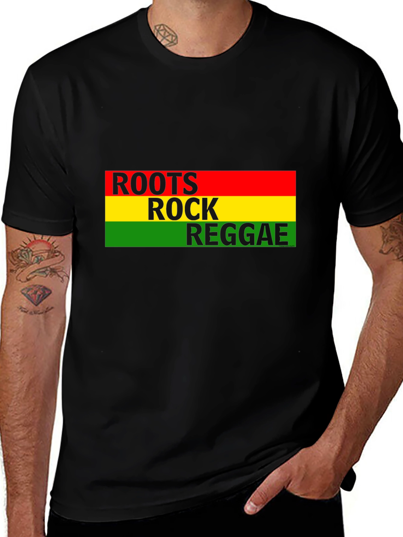 Roots Rock Reggae Graphic Tee - Black Cotton T-Shirt