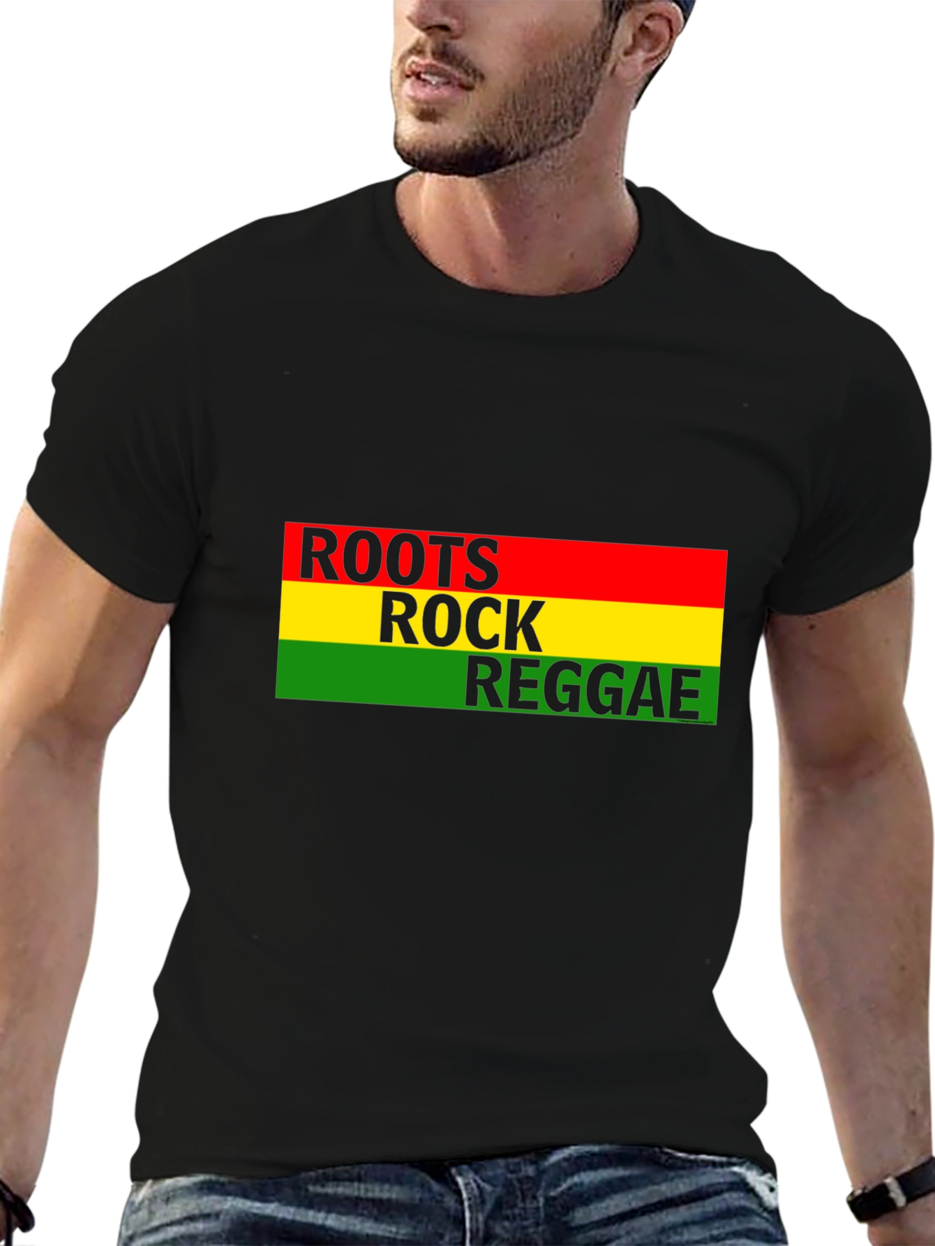 Roots Rock Reggae Graphic Tee - Black Cotton T-Shirt
