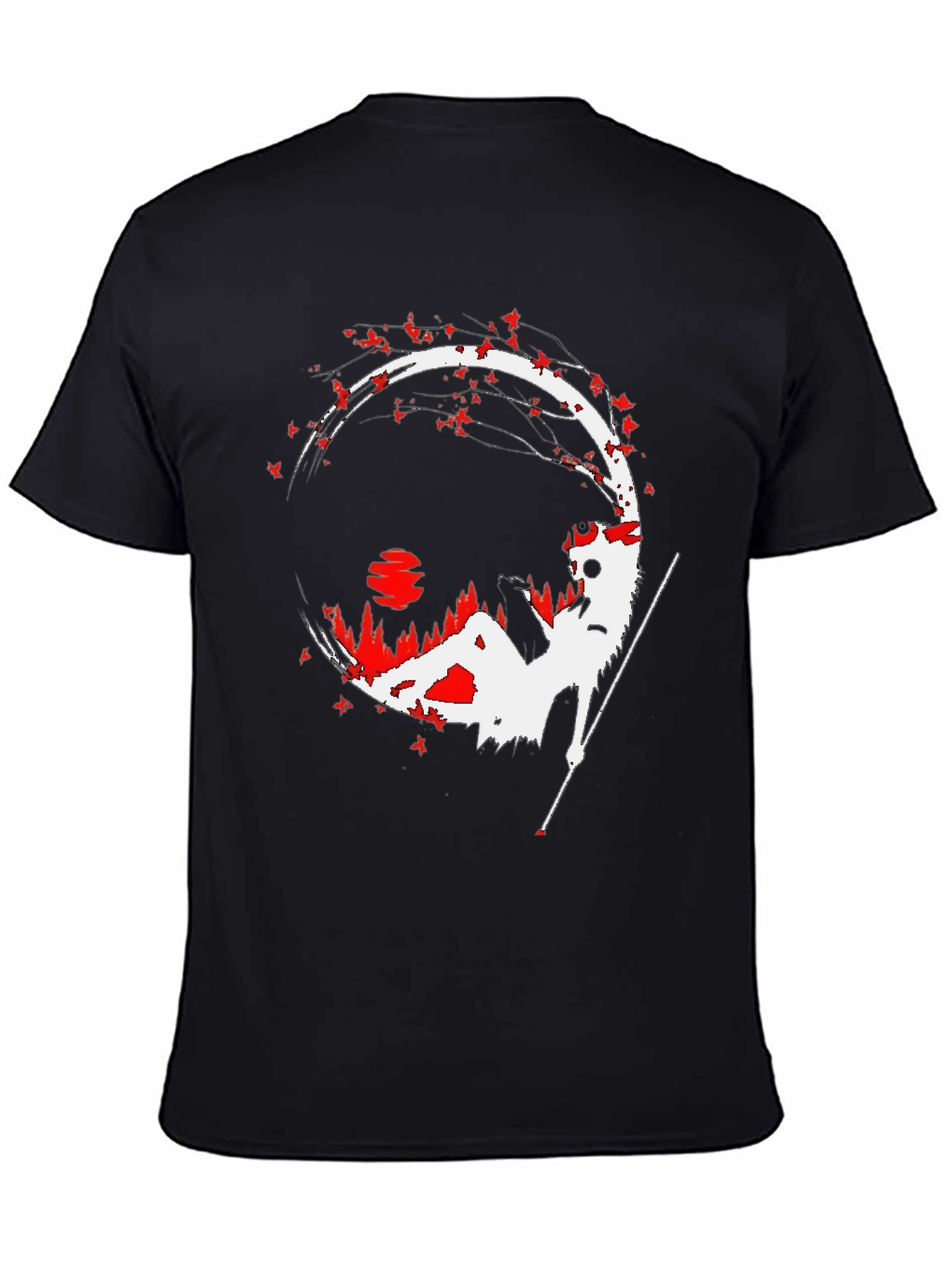 Samurai Silhouette Graphic Tee - Mens Black T-Shirt