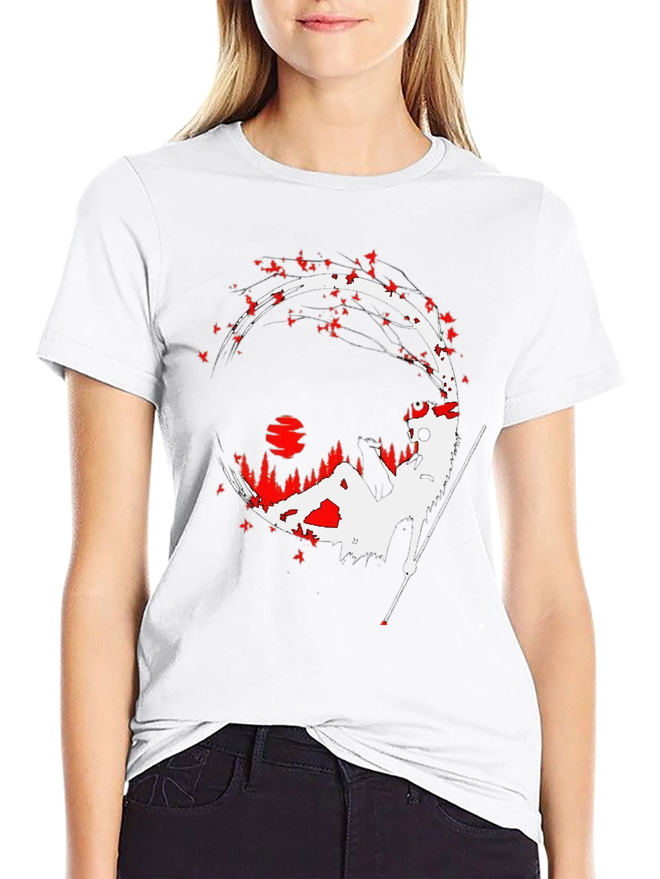 Samurai Silhouette Graphic Tee - Mens Black T-Shirt