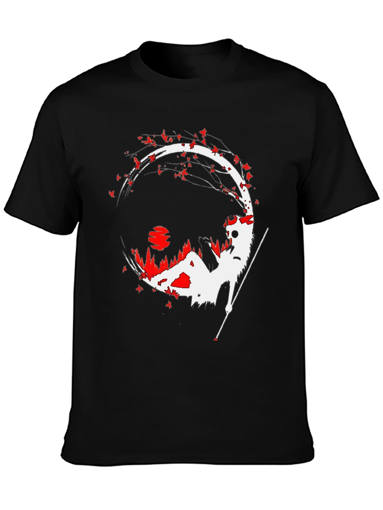 Samurai Silhouette Graphic Tee - Mens Black T-Shirt