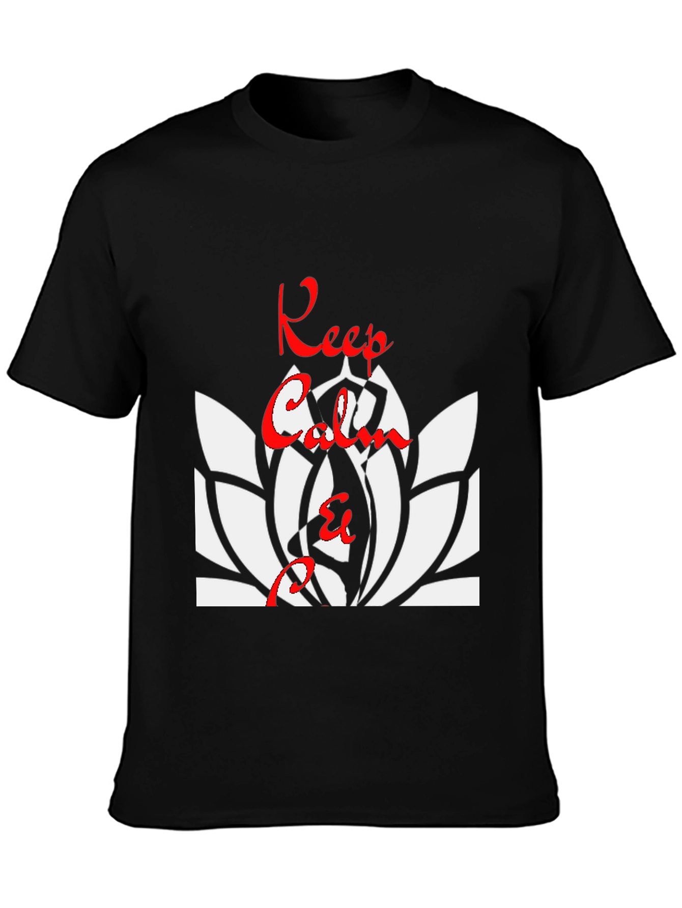 Keep Calm Lotus Flower T-Shirt - Black