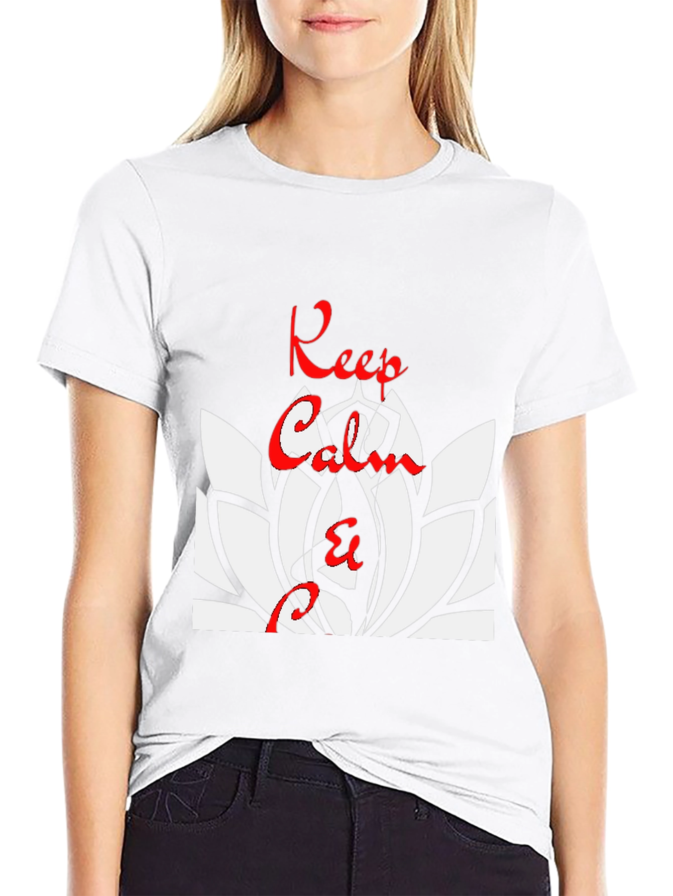 Keep Calm Lotus Flower T-Shirt - Black
