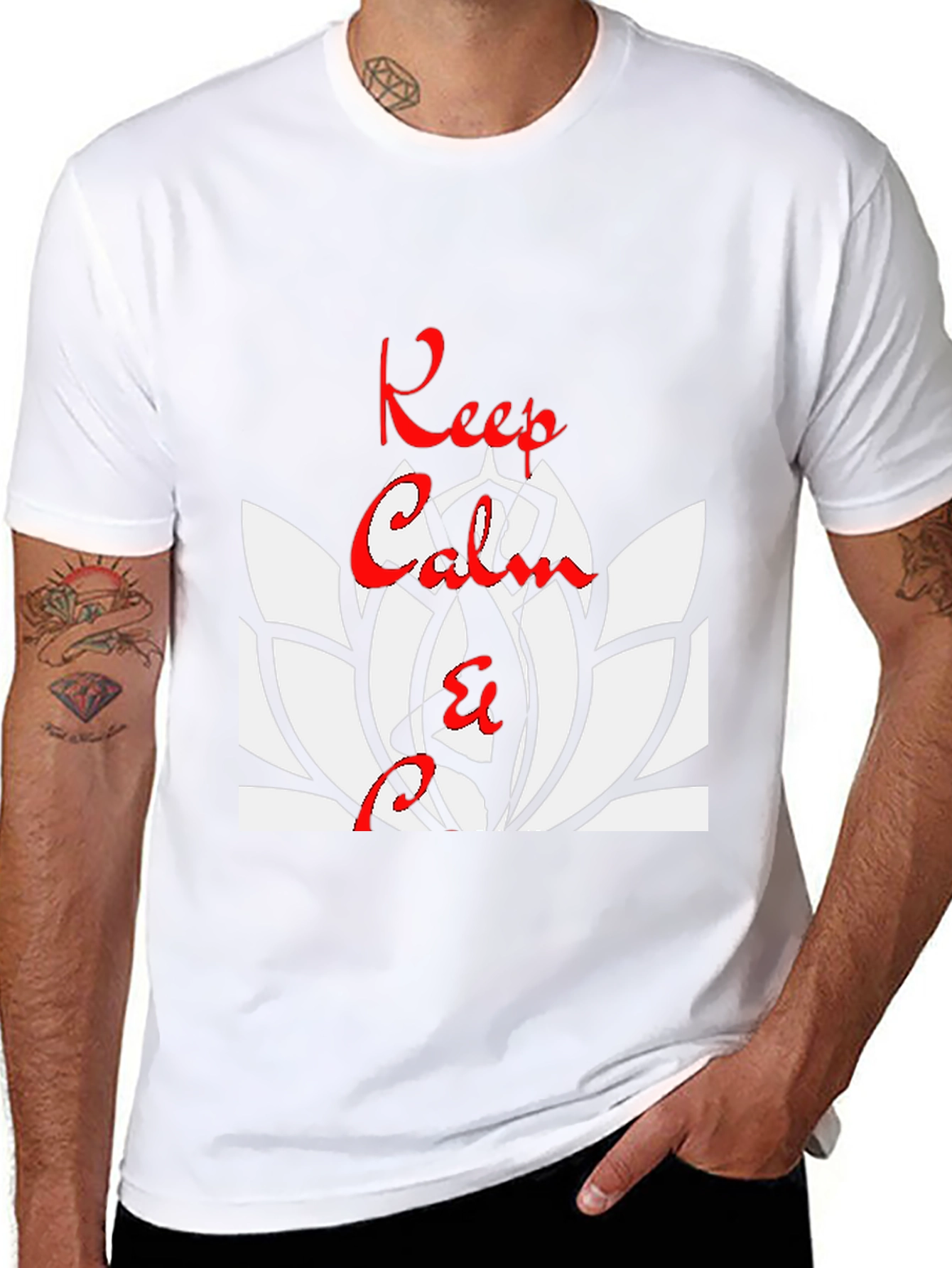 Keep Calm Lotus Flower T-Shirt - Black