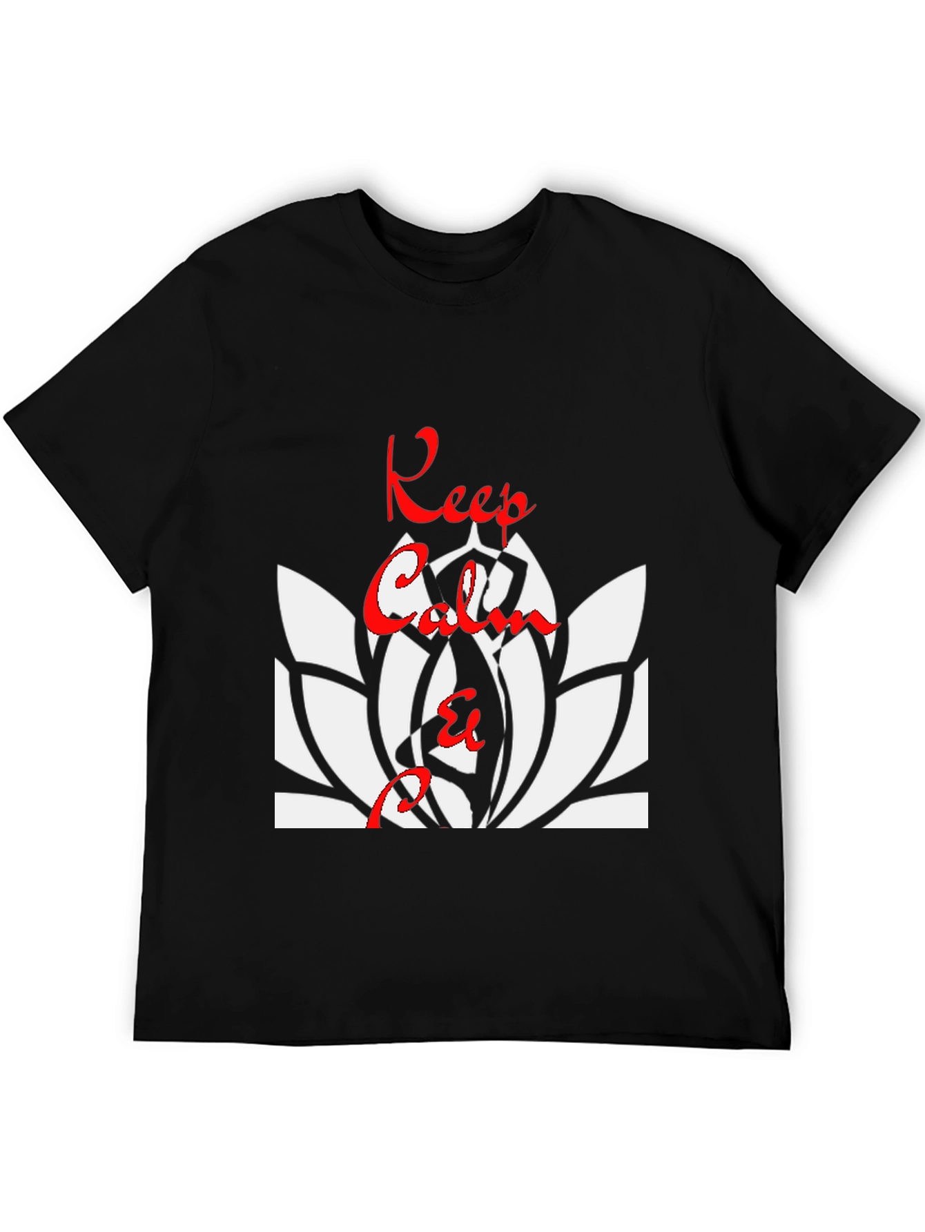Keep Calm Lotus Flower T-Shirt - Black