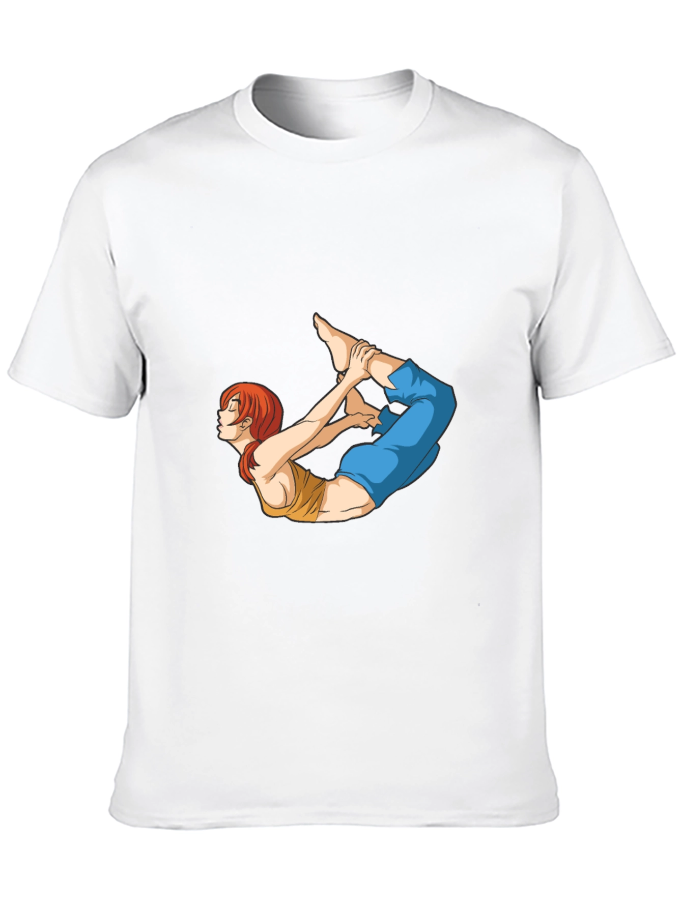 Yoga Pose Anime Graphic Black T-Shirt