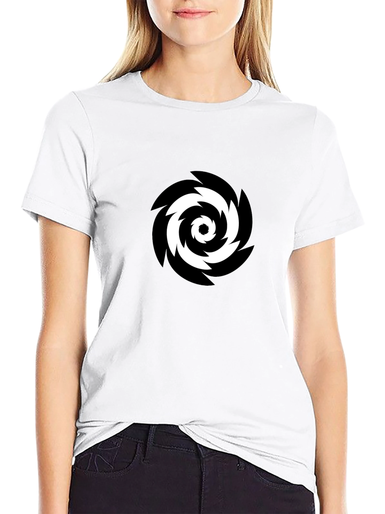 Black Tee with Vortex Graphic