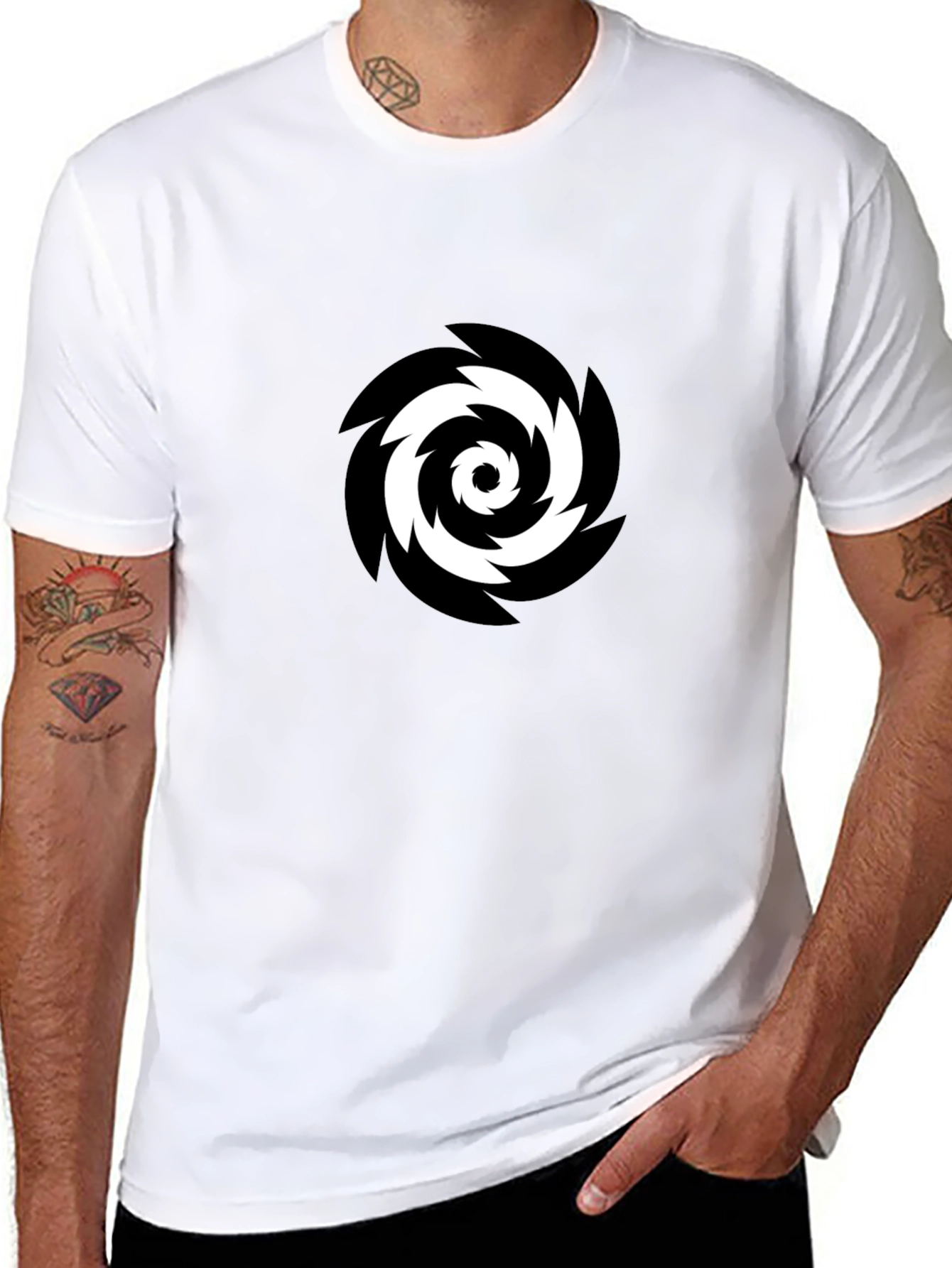 Black Tee with Vortex Graphic