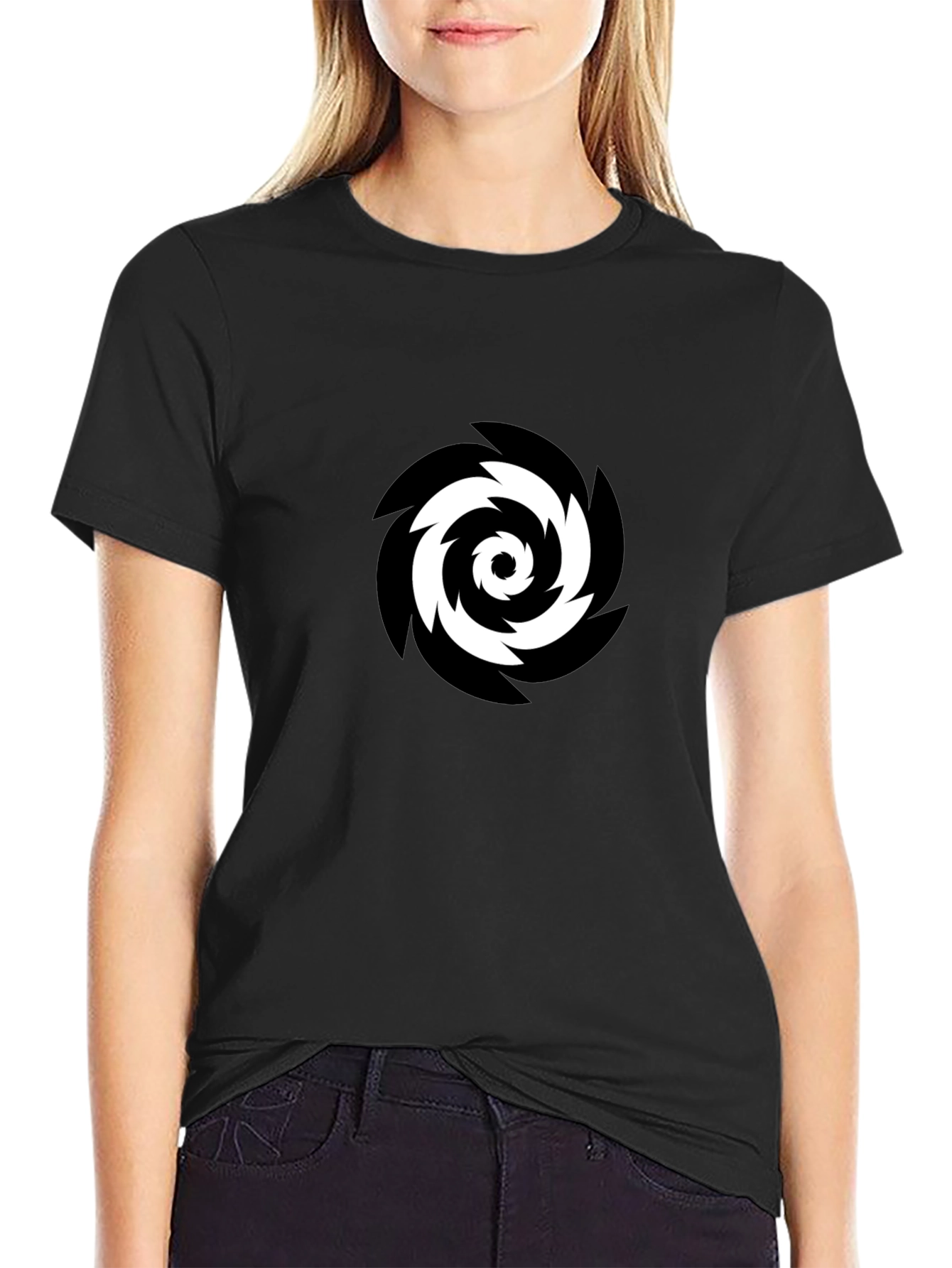 Black Tee with Vortex Graphic