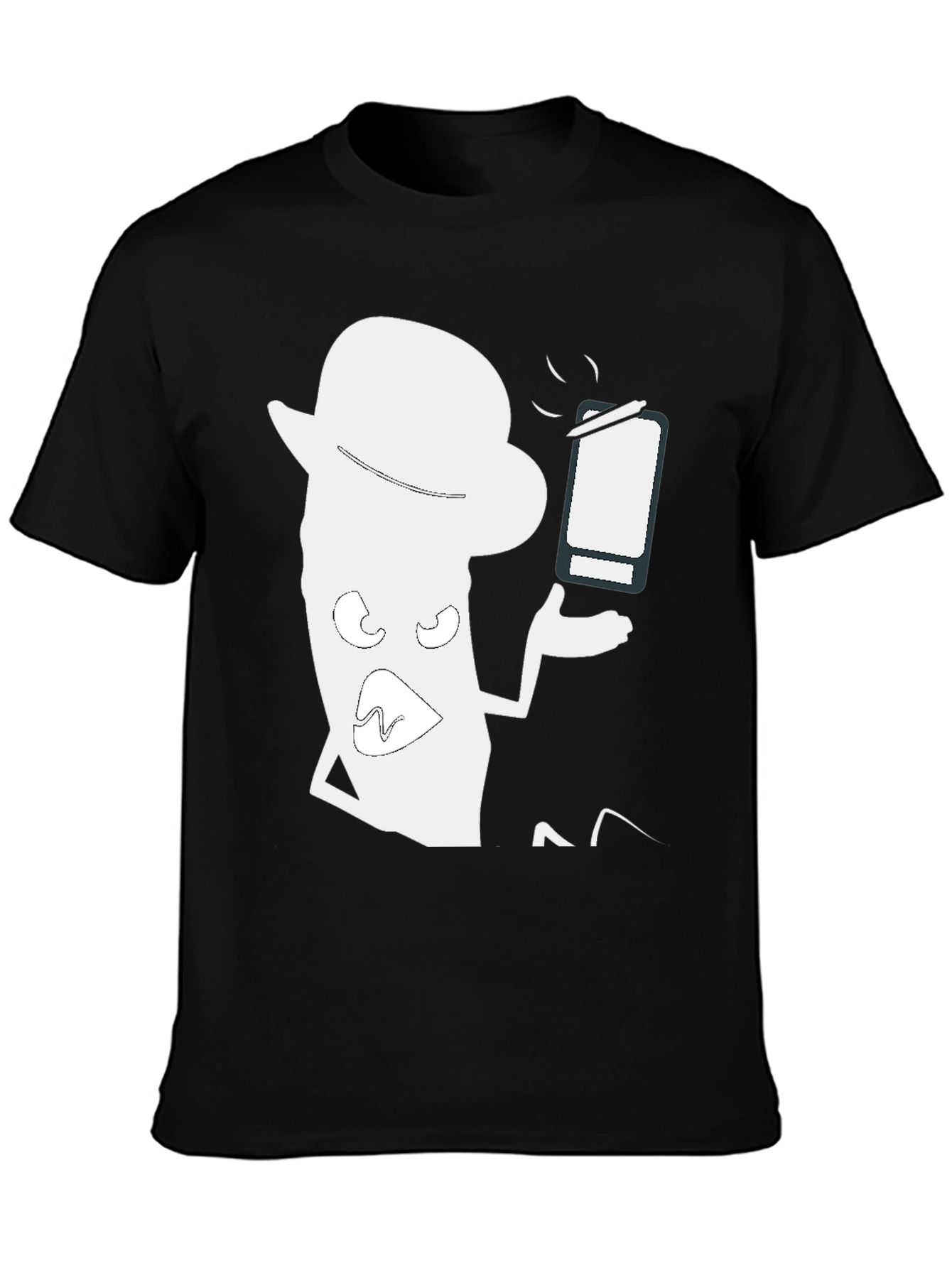 Trendy Black T-Shirt with Funny Cartoon Graphic