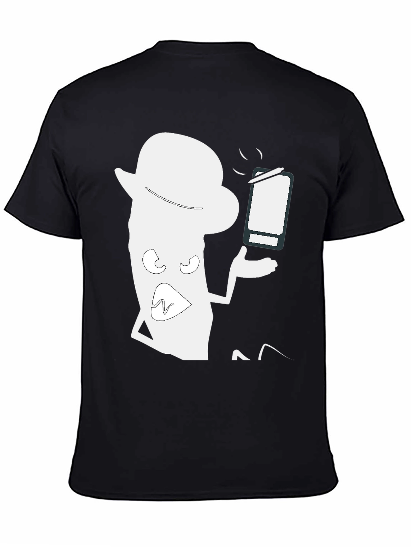 Trendy Black T-Shirt with Funny Cartoon Graphic