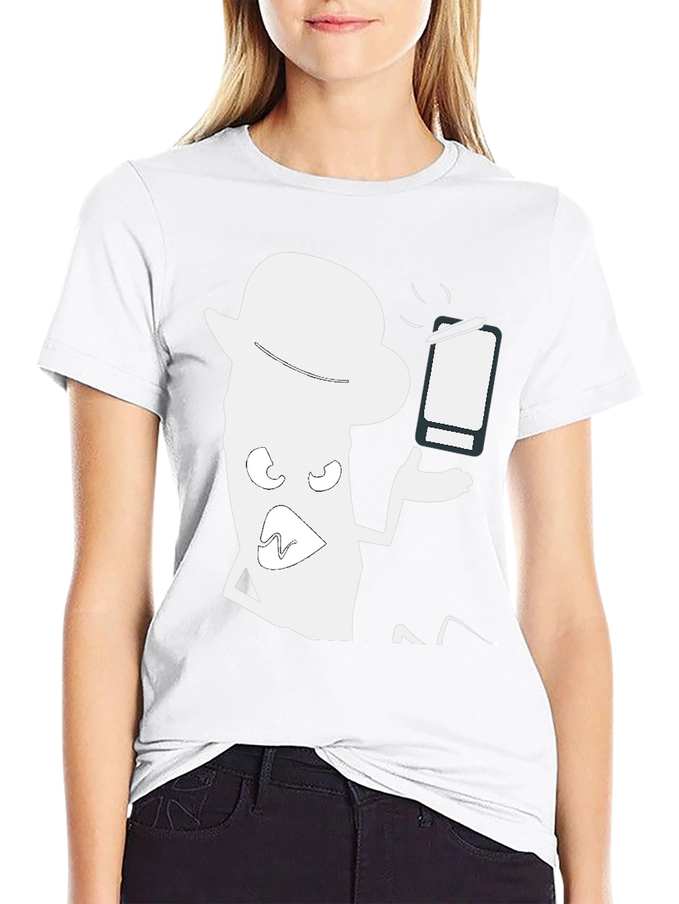 Trendy Black T-Shirt with Funny Cartoon Graphic