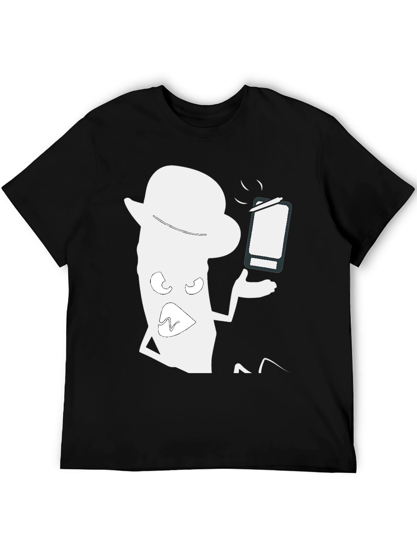Trendy Black T-Shirt with Funny Cartoon Graphic