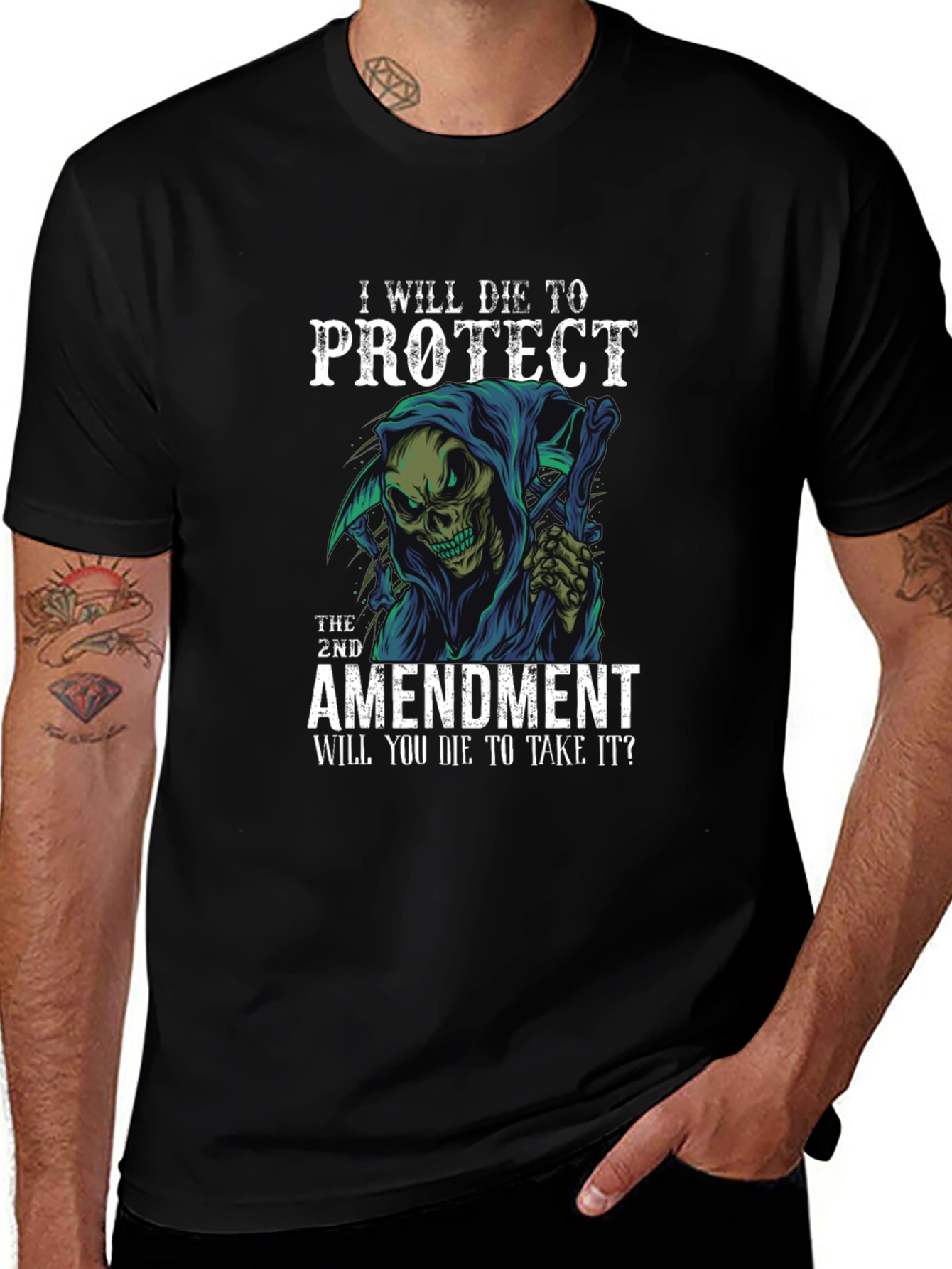2nd Amendment Protect Die Grim Reaper T-Shirt