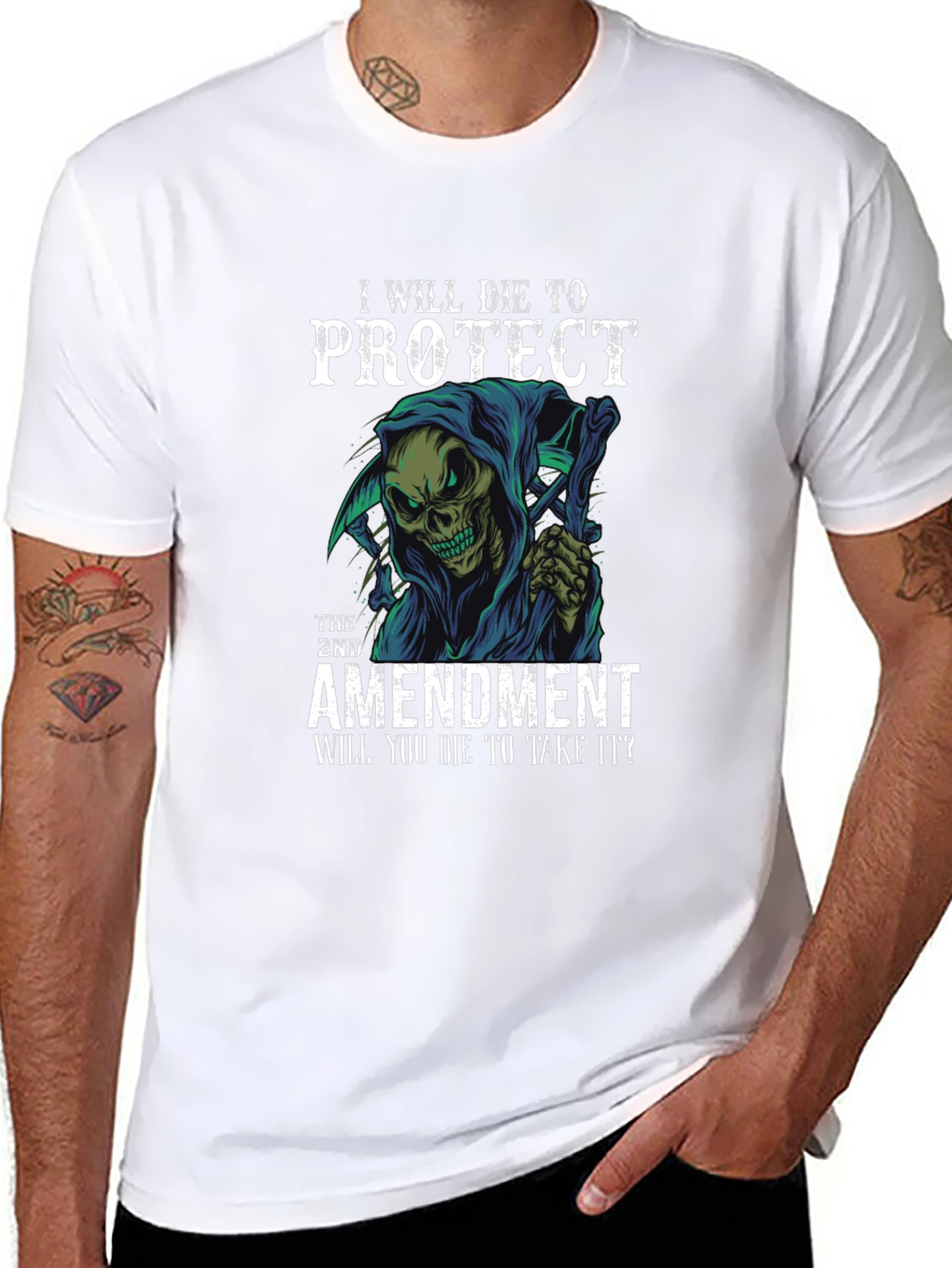 2nd Amendment Protect Die Grim Reaper T-Shirt
