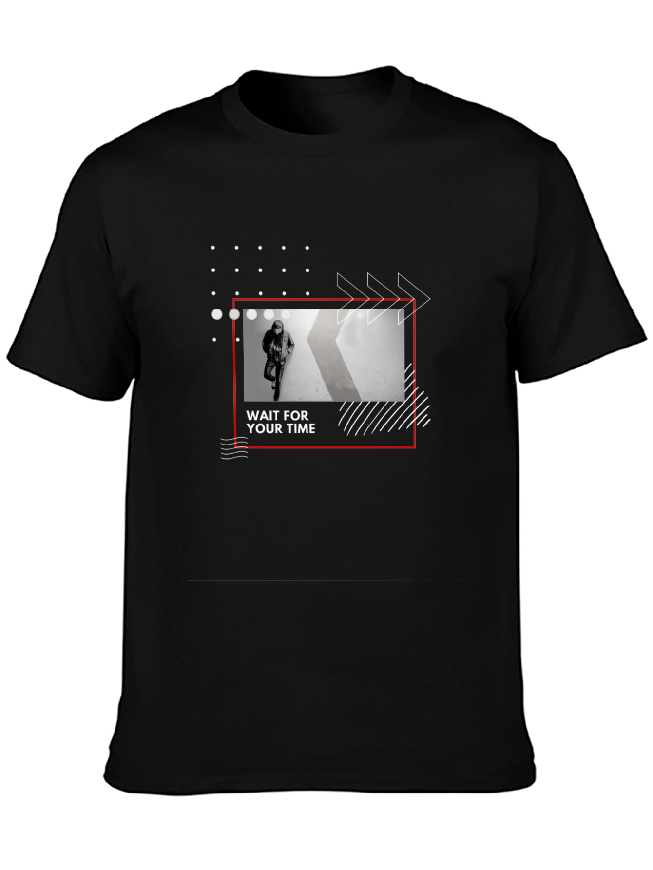 Trendy Wait For Your Time Graphic Black T-Shirt