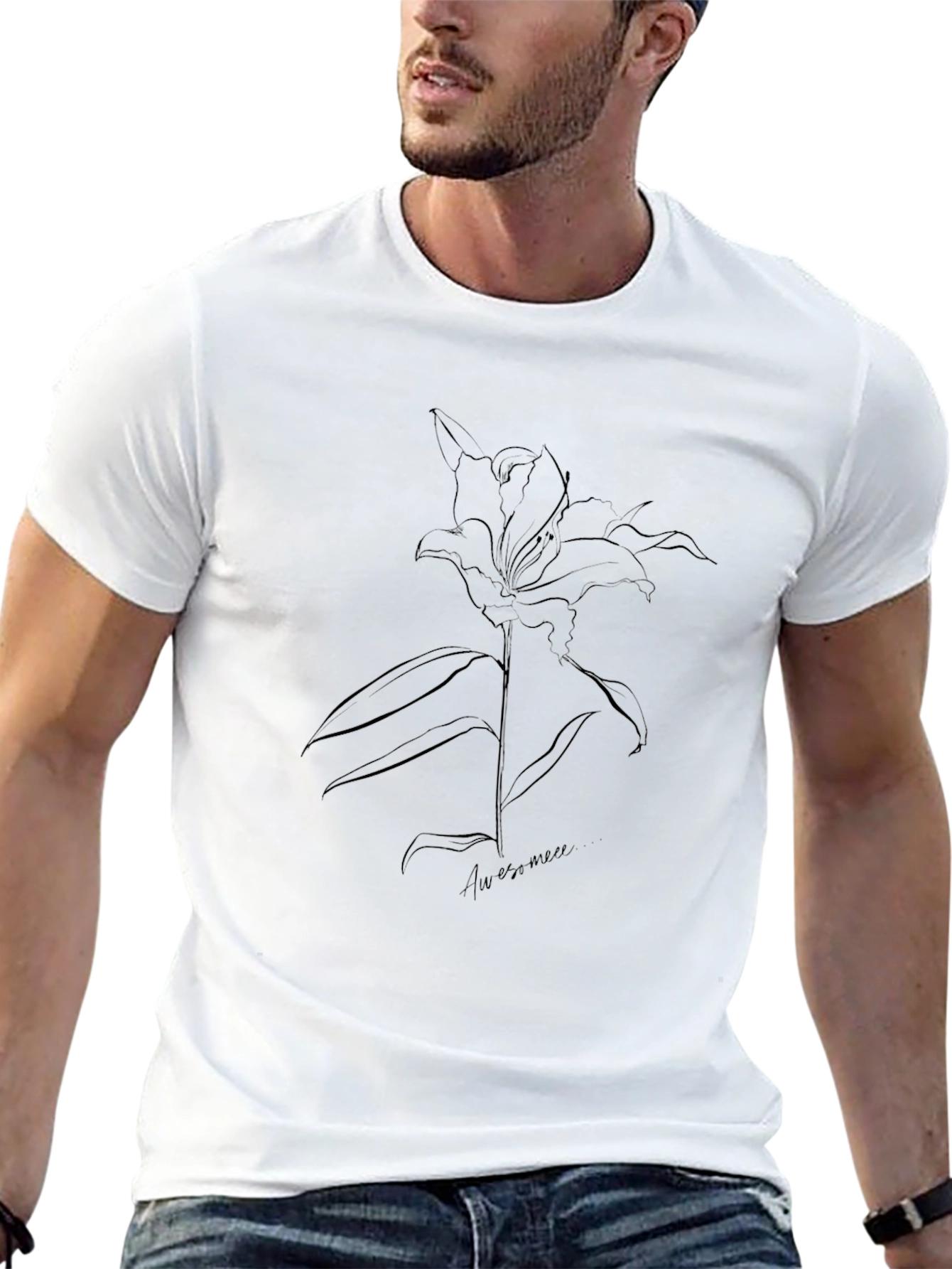 Elegant Black Lily Graphic T-Shirt - Awesome Design