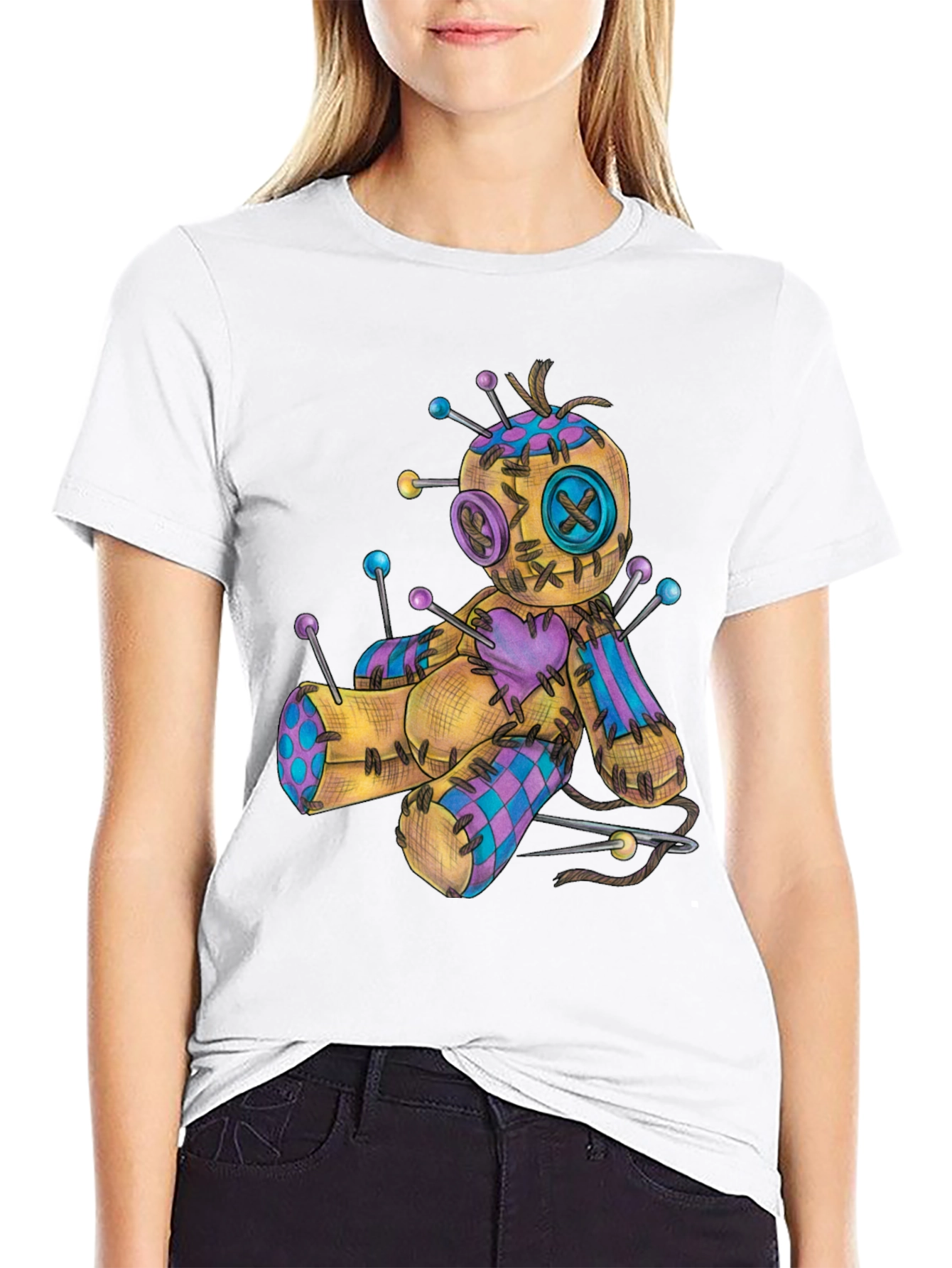 Voodoo Doll Graphic Tee - Black Cotton Shirt