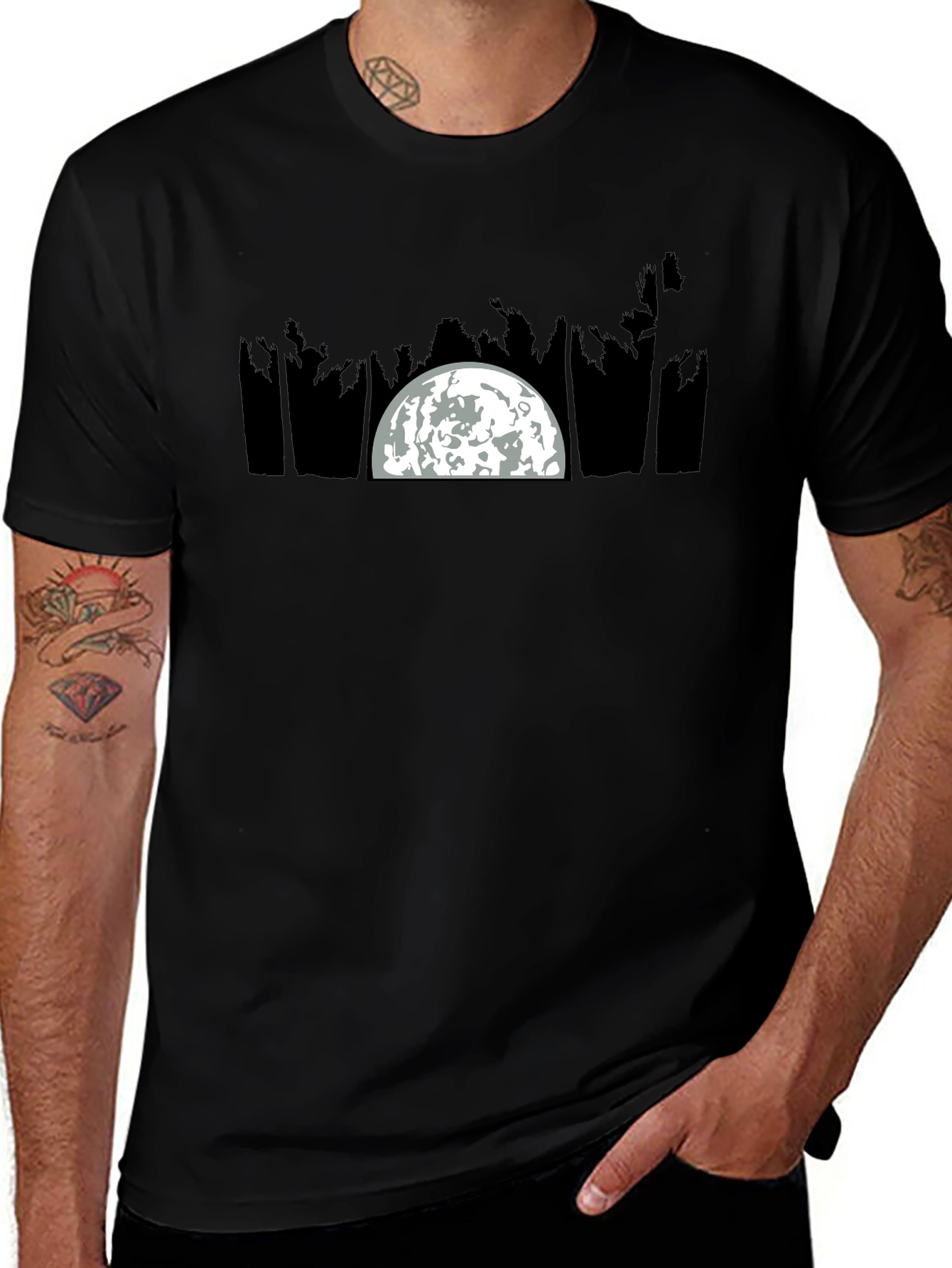 Moonlit Palm Tree Graphic Tee