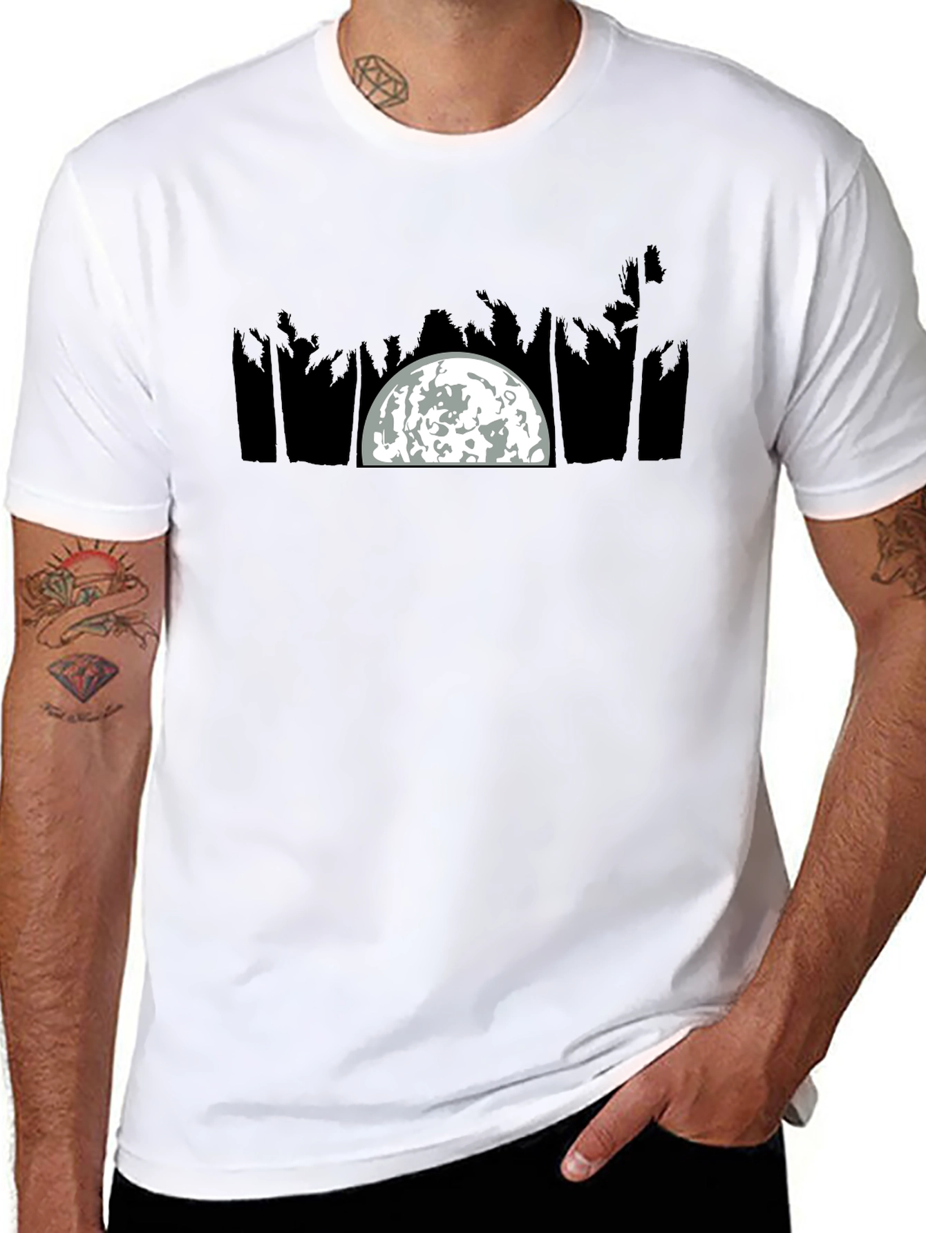 Moonlit Palm Tree Graphic Tee