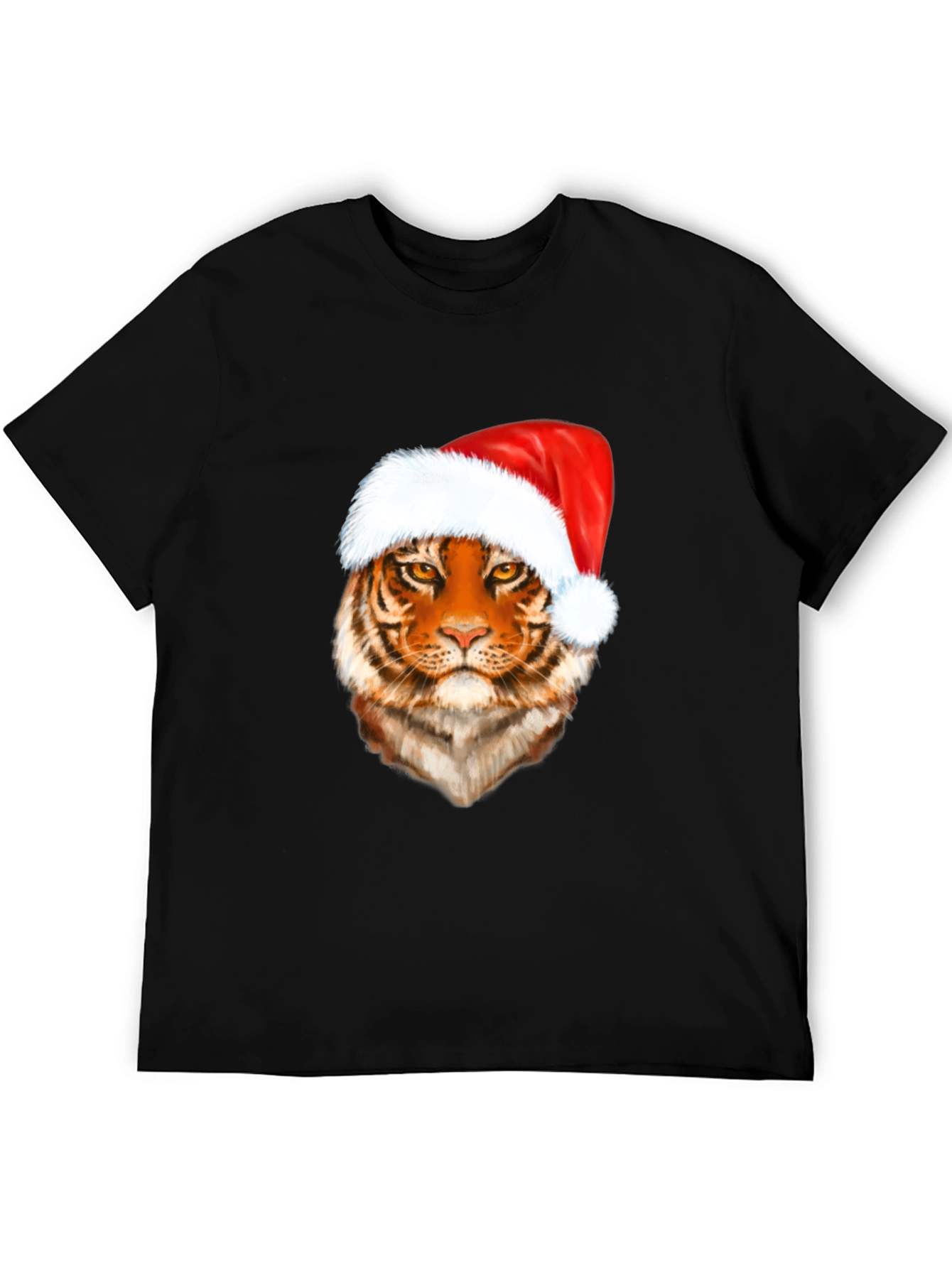 Tiger in Santa Hat Graphic Tee - Holiday Style