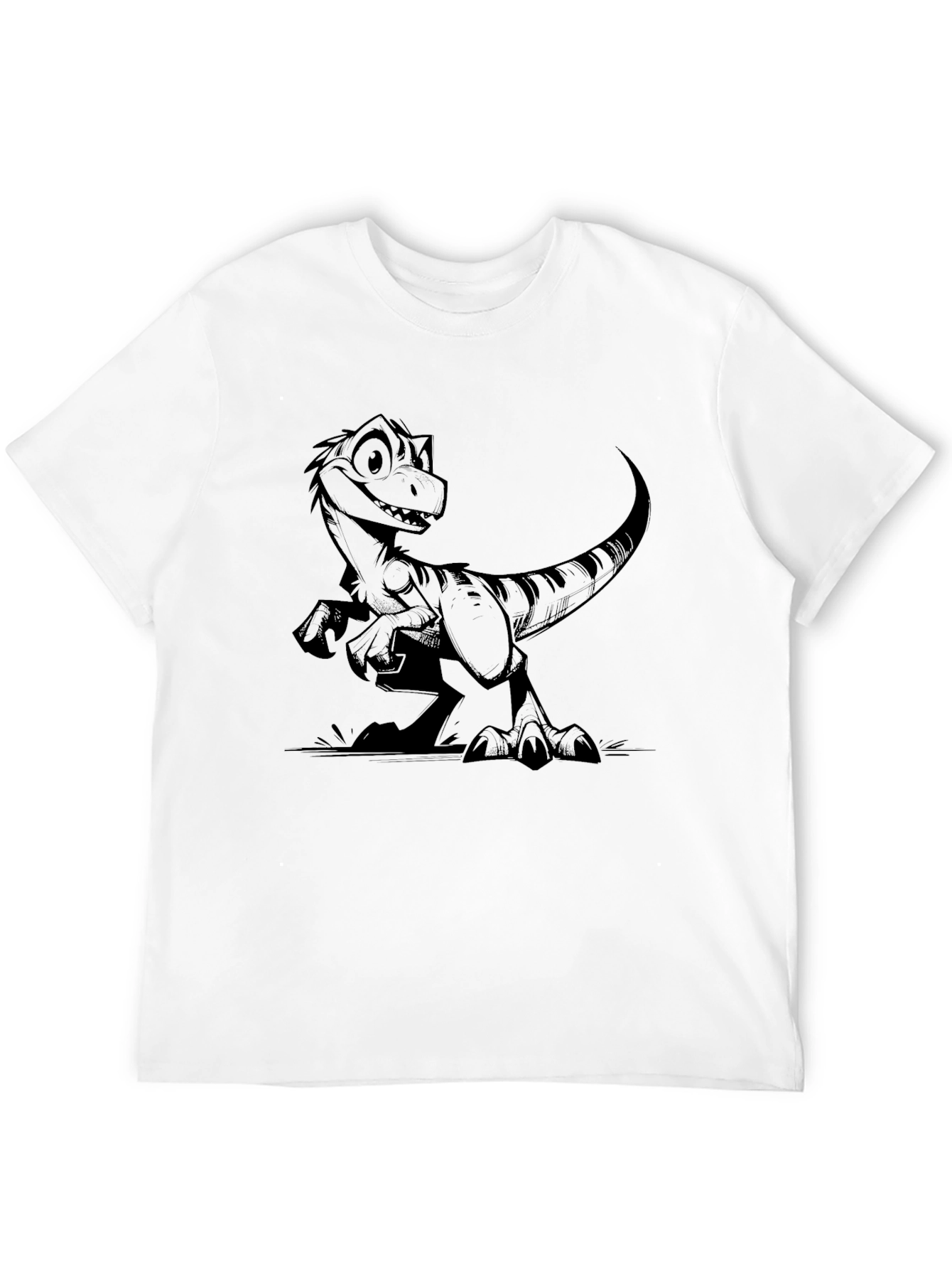Dino Graphic Tee - Black Crew Neck
