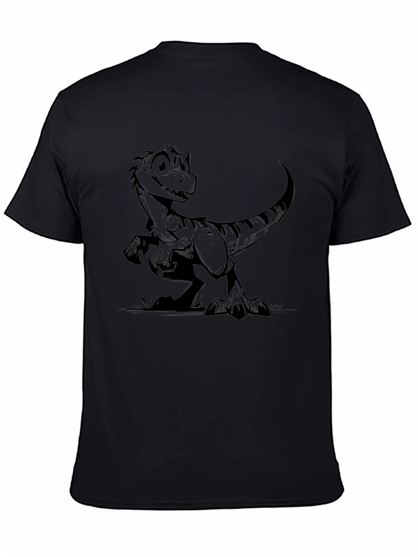 Dino Graphic Tee - Black Crew Neck