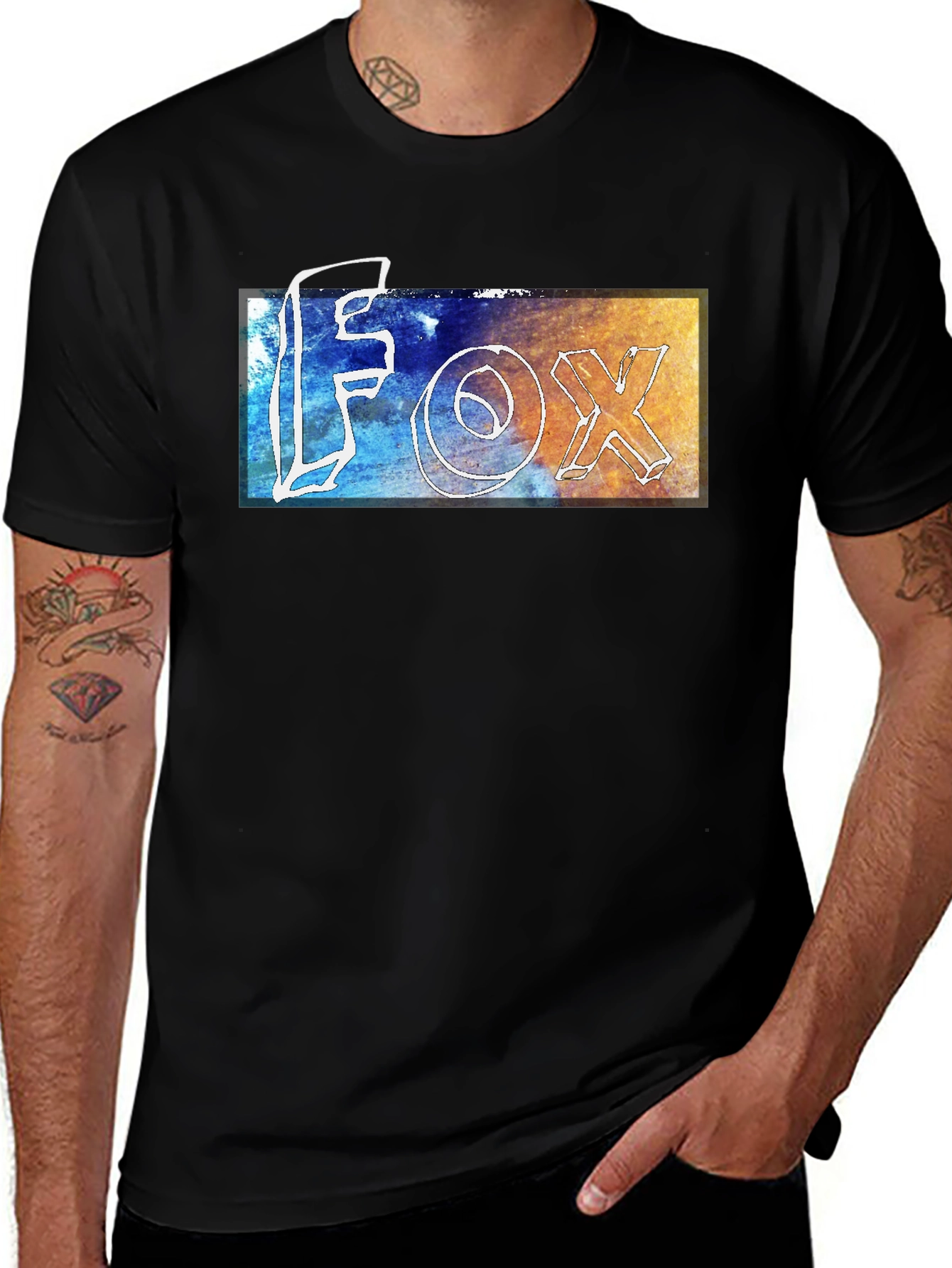 Modern FOX Graphic Tee - Stylish Mens Black T-Shirt