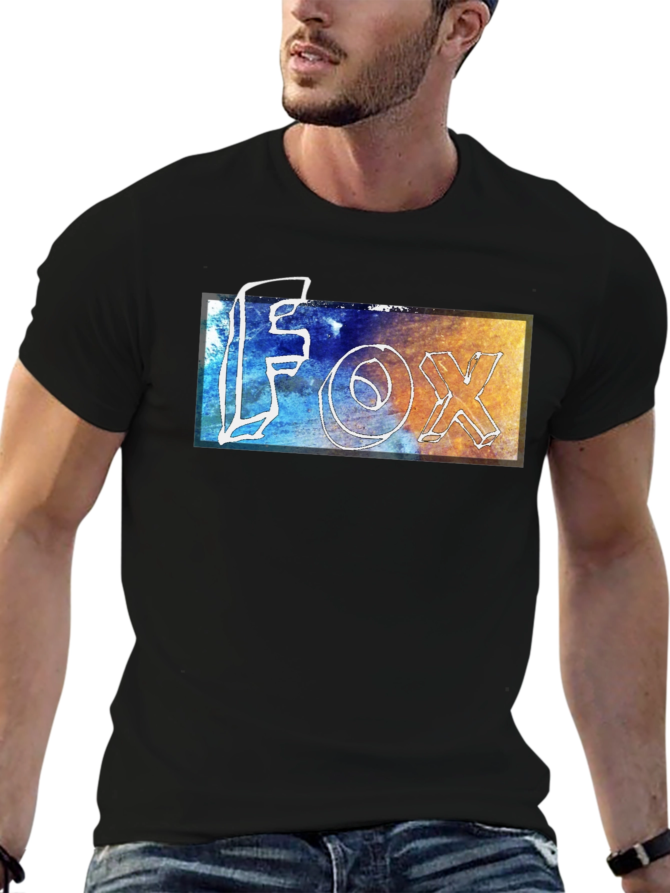 Modern FOX Graphic Tee - Stylish Mens Black T-Shirt