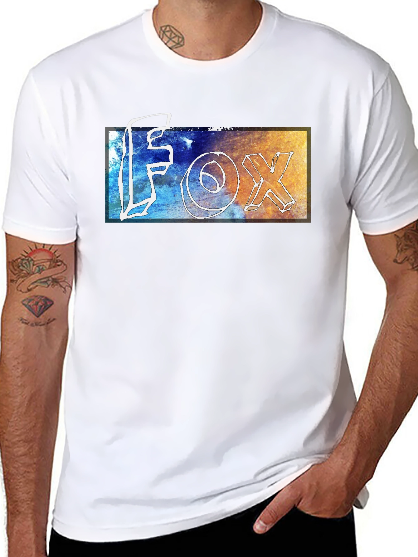 Modern FOX Graphic Tee - Stylish Mens Black T-Shirt