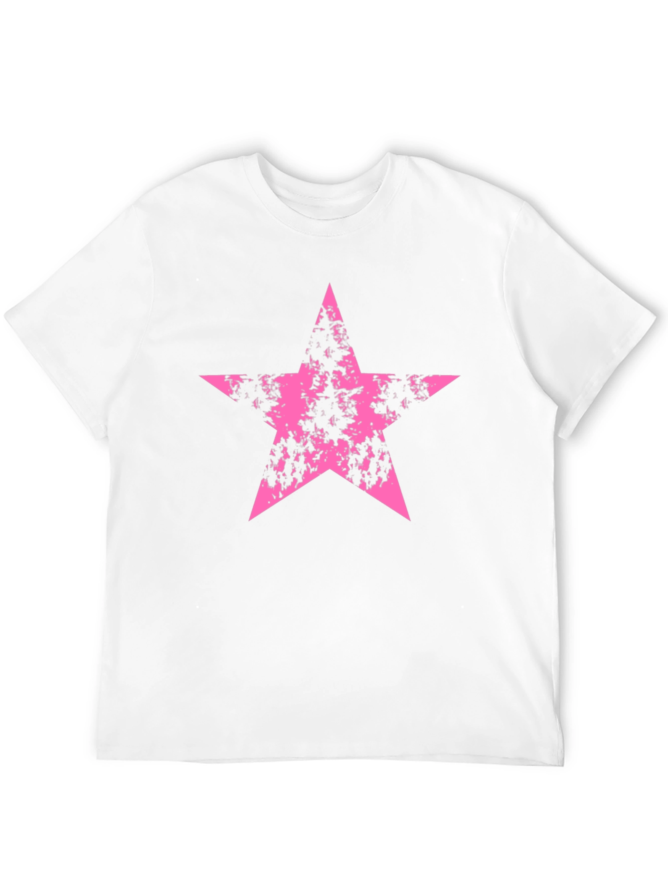 Pink Grunge Star Graphic Black T-Shirt