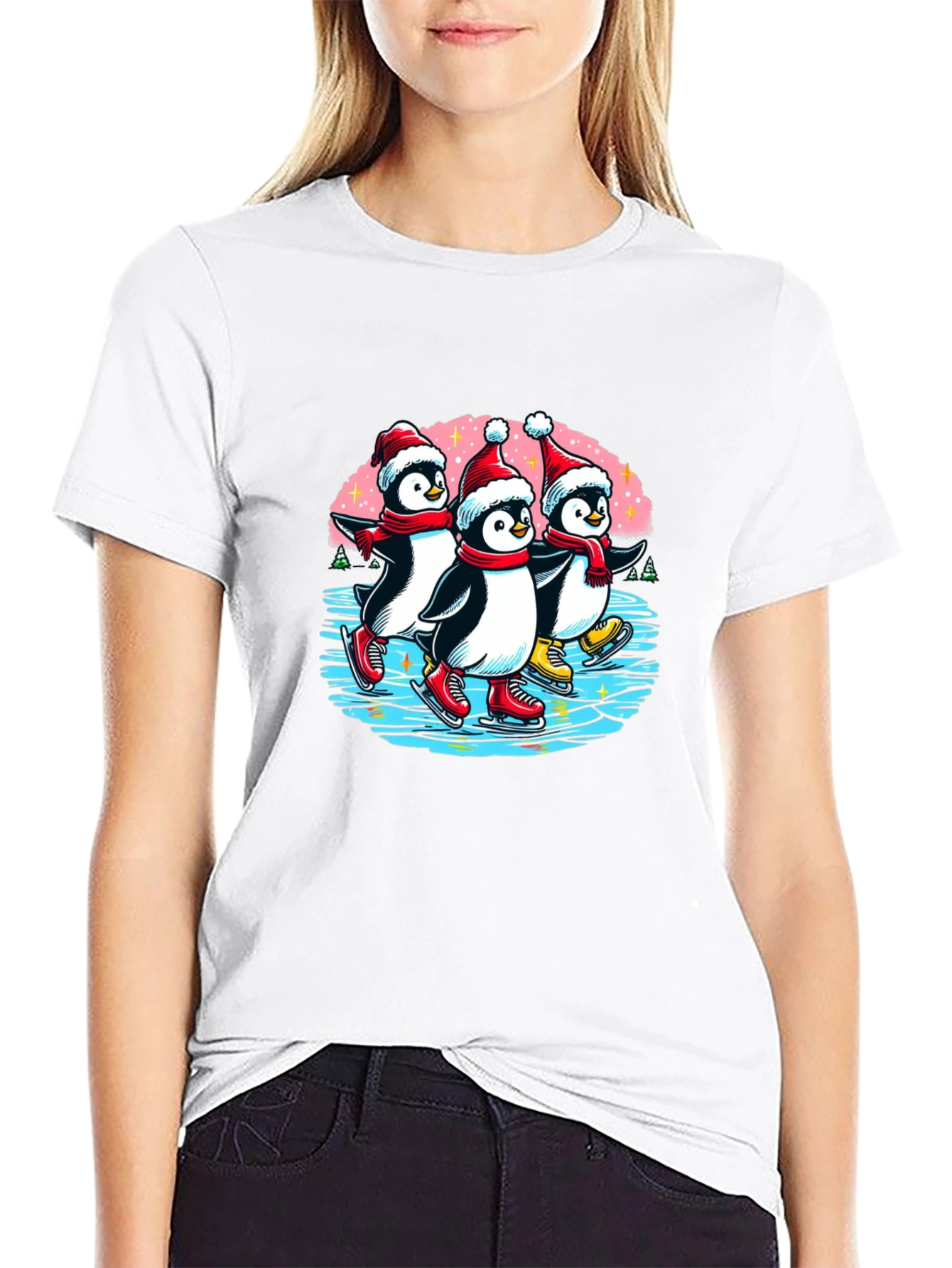 Penguin Ice Skating Holiday T-Shirt