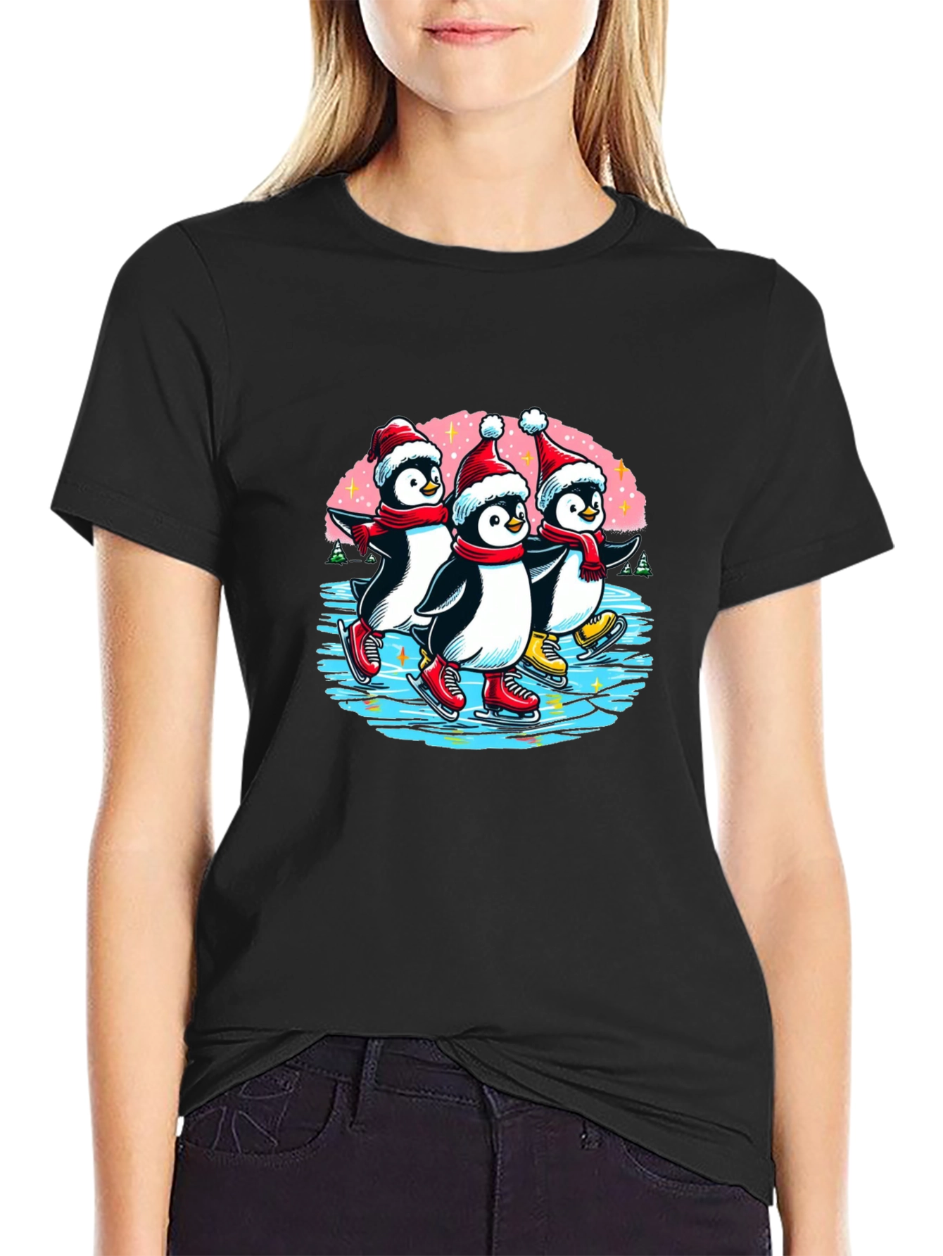 Penguin Ice Skating Holiday T-Shirt