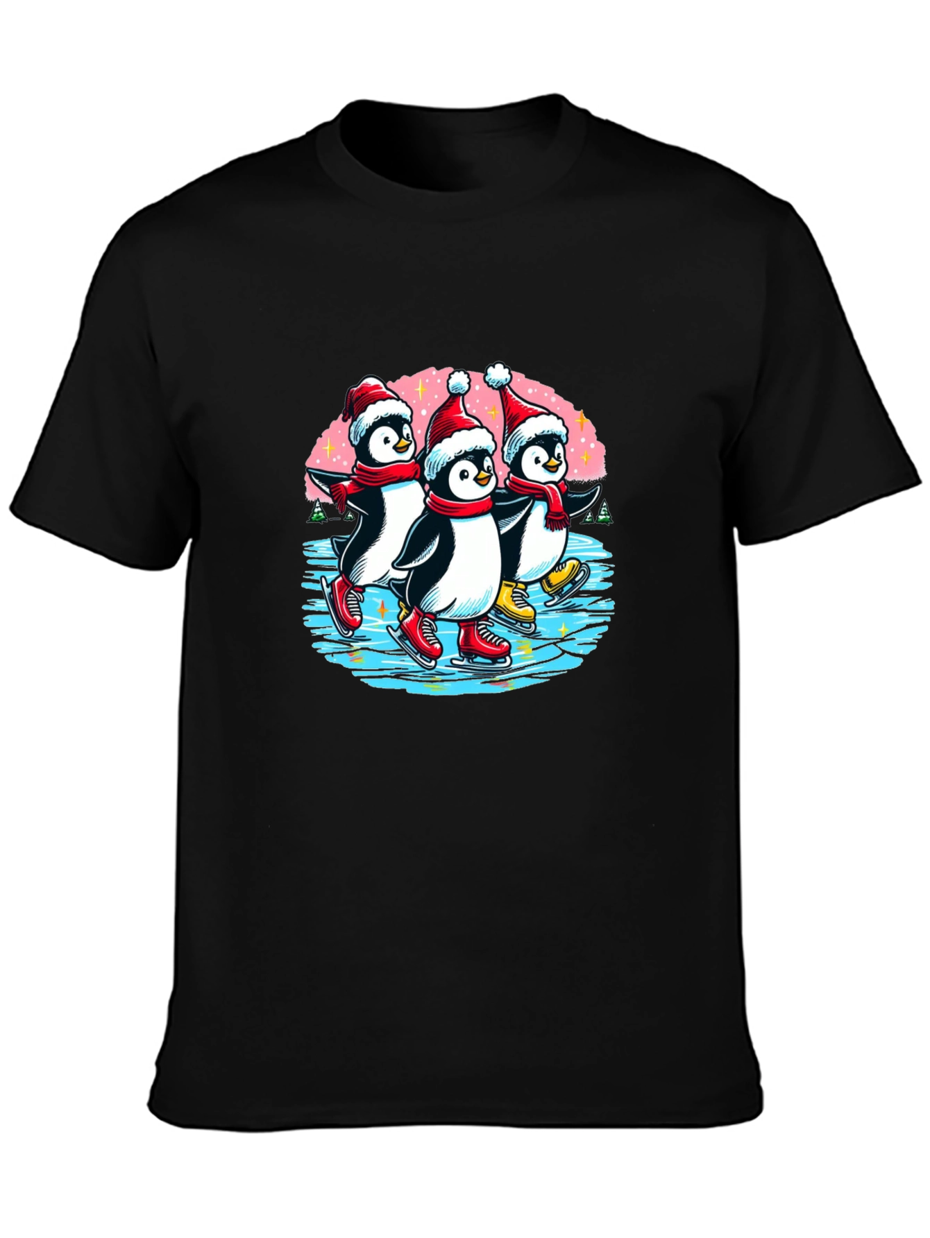 Penguin Ice Skating Holiday T-Shirt