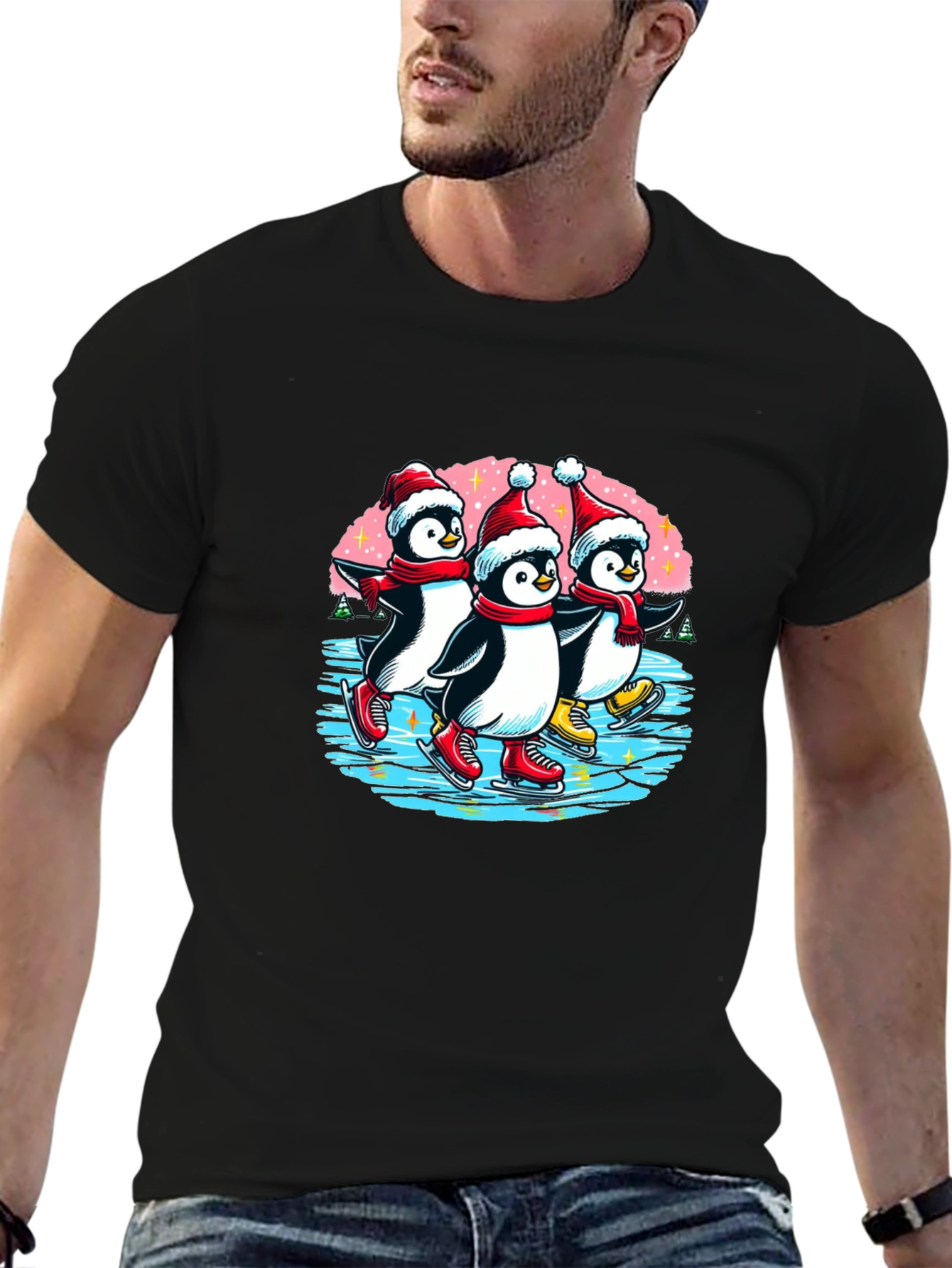 Penguin Ice Skating Holiday T-Shirt
